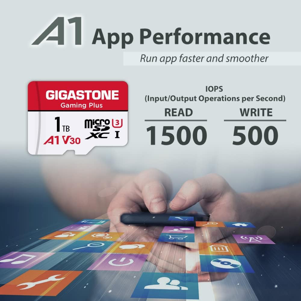 1TB Gaming plus Series Memory Card Speed up to 150/120Mb/S for Nintendo-Switch, Steam Deck, 4K Video A1 V30 U3 Microsdxc with SD Adapter