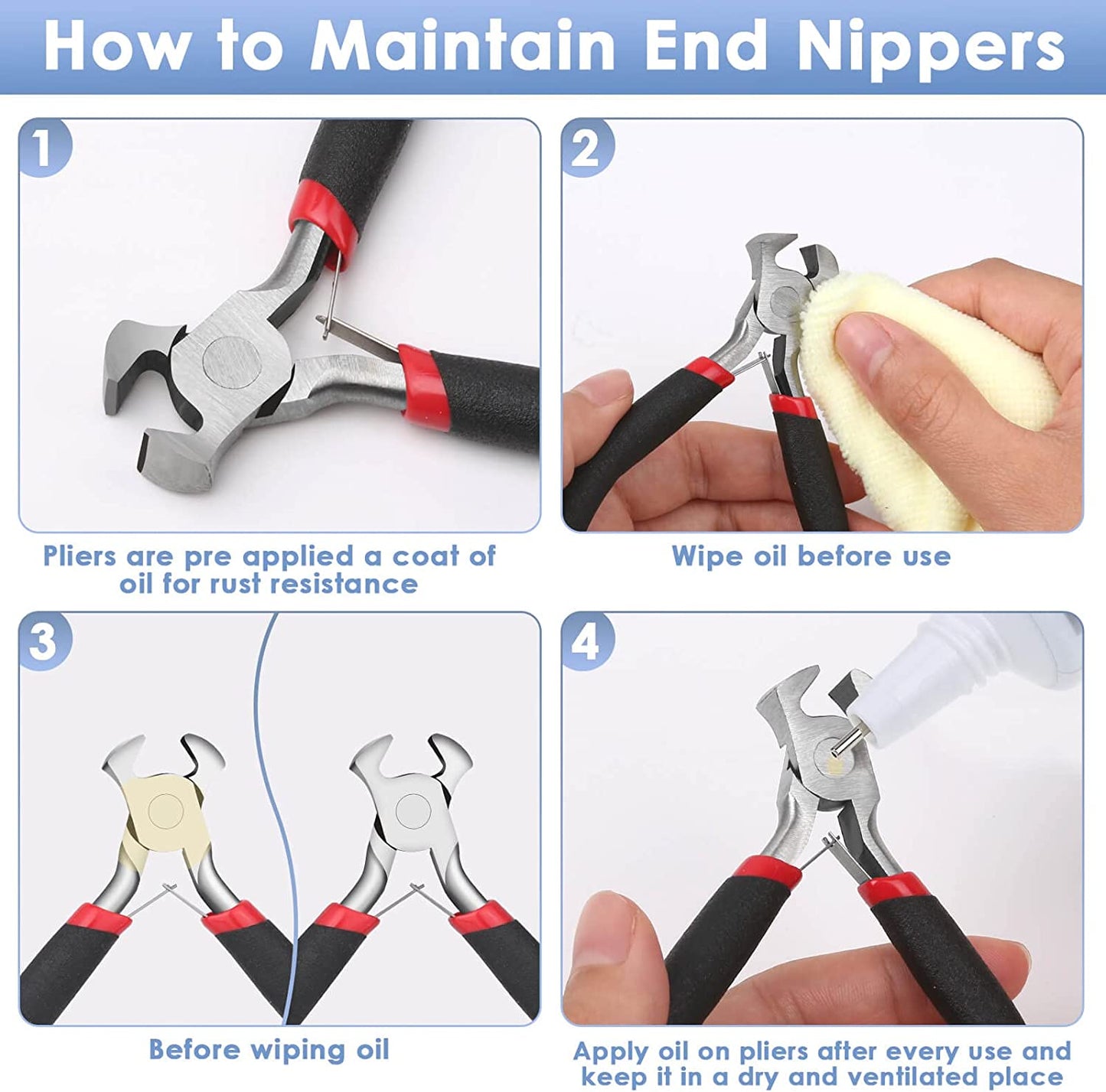 Jewelry Pliers, End Cutting Pliers End Nippers for Zipper Install Stops Repair