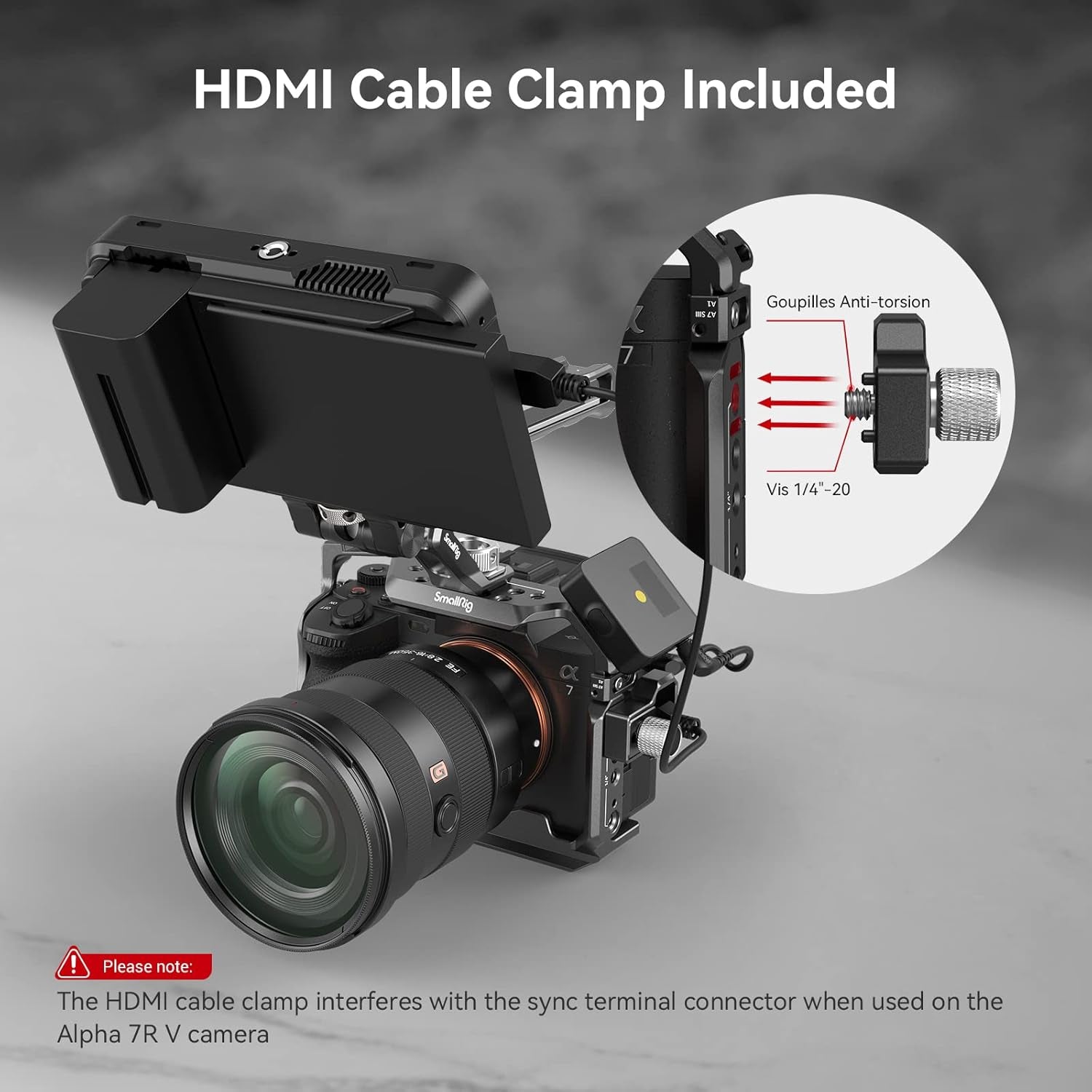 A7R V / A7 IV / A7S III Cage with Top Handle, Side Handgrip and Clamp for HDMI Cable, Advanced Kit for Sony Alpha 7R V/Alpha 7 Iv/Alpha 7 S III -3669C