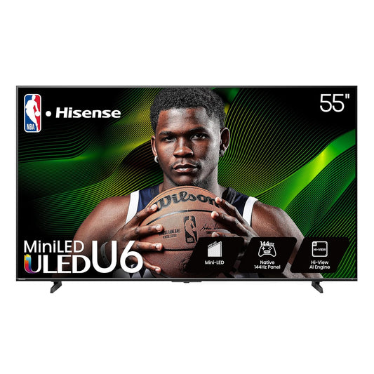 55" Class U6 Series Mini-Led 4K UHD Smart Fire TV (55U65QF, 2025 Model) - QLED, Native 144Hz, HDR10+, Dolby Vision IQ, Dolby Atmos, Game Mode Pro, ALLM, Alexa Built In, Black