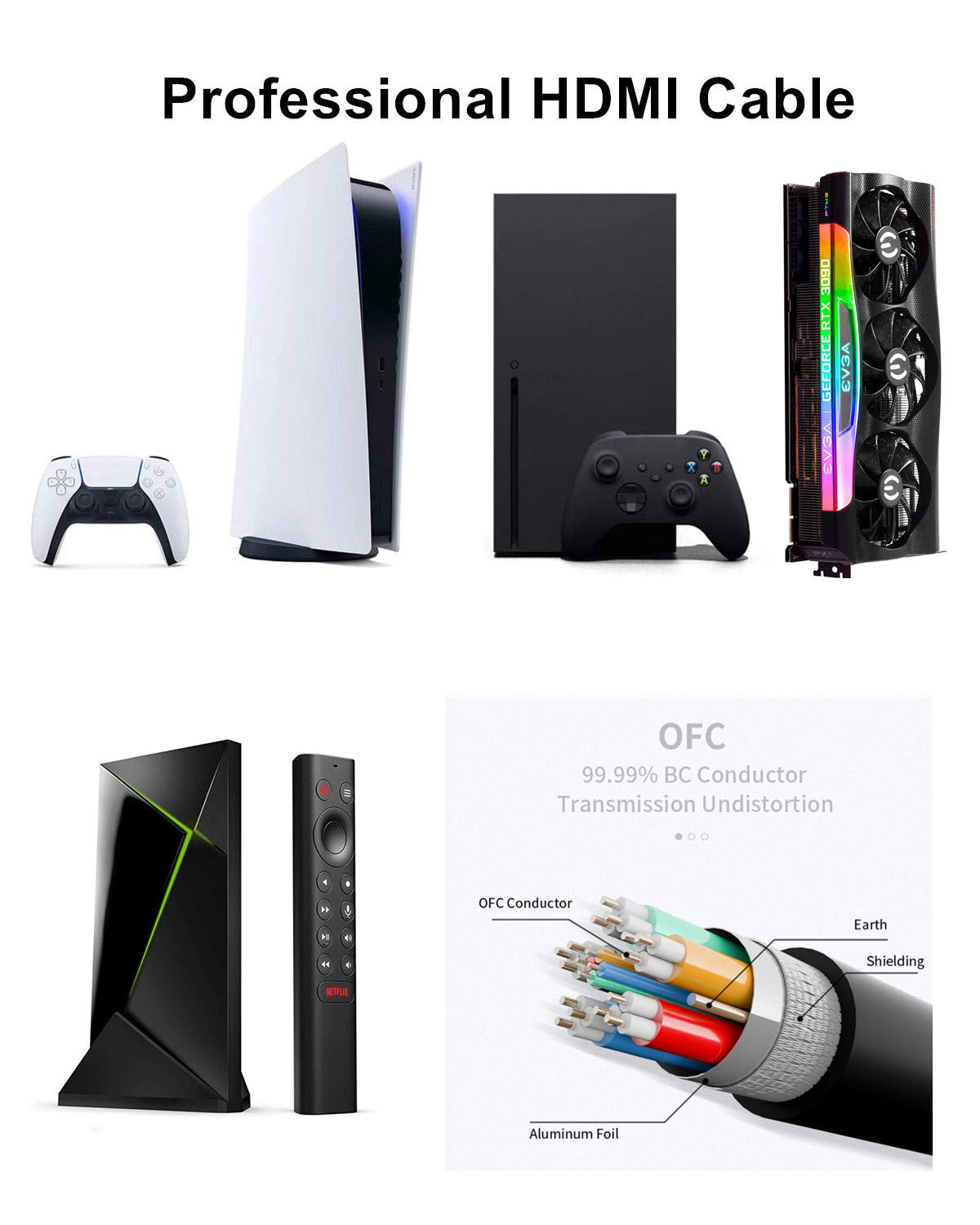 10K 8K 4K HDMI Cable 48Gbps 6.6 FT, Certified Ultra High Speed HDMI® Cable 4K 240Hz 144Hz 120Hz 8K60Hz 0.01Ms HDR10+ Earc HDCP2.3 Netflix Roku TV PC Monitor Projector PS5 Xbox