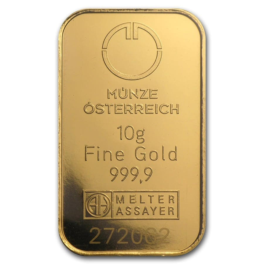 10 Gram Gold Bar - Austrian Mint Kinebar Design (In Assay)