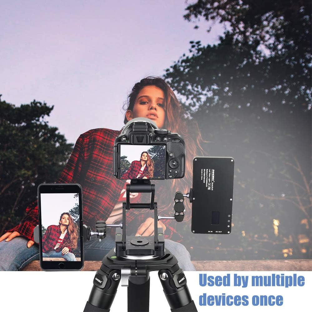 Z-Flex Tilt Tripod Head- MH5 CNC Aluminum Alloy All Metal Flexible Folding Z Pan 360° Horizontal Rotation with 1/4" and 3/8" Screws, Max Load 6.61Lb for Canon Nikon Sony DSRL Camcorder Slider