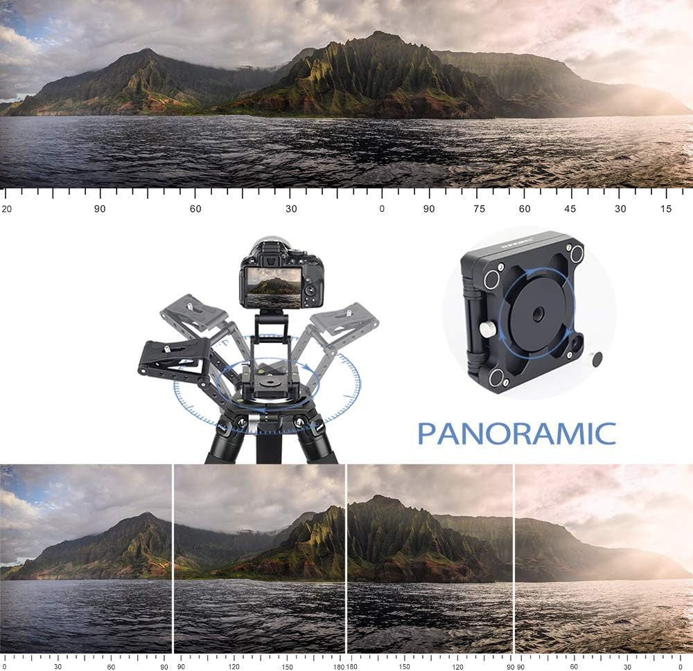 Z-Flex Tilt Tripod Head- MH5 CNC Aluminum Alloy All Metal Flexible Folding Z Pan 360° Horizontal Rotation with 1/4" and 3/8" Screws, Max Load 6.61Lb for Canon Nikon Sony DSRL Camcorder Slider