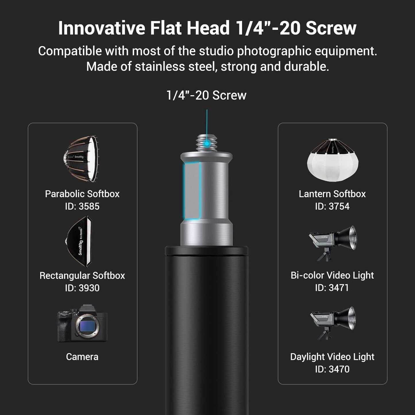 Aluminum Light Stand 110"/9.2Ft/280Cm, Adjustable Photography Air-Cushioned Tripod Stand with 1/4" Screw for Softbox, Studio Light, Flash, Umbrella, Ring Light, Max Load 5Kg, RA-S280A