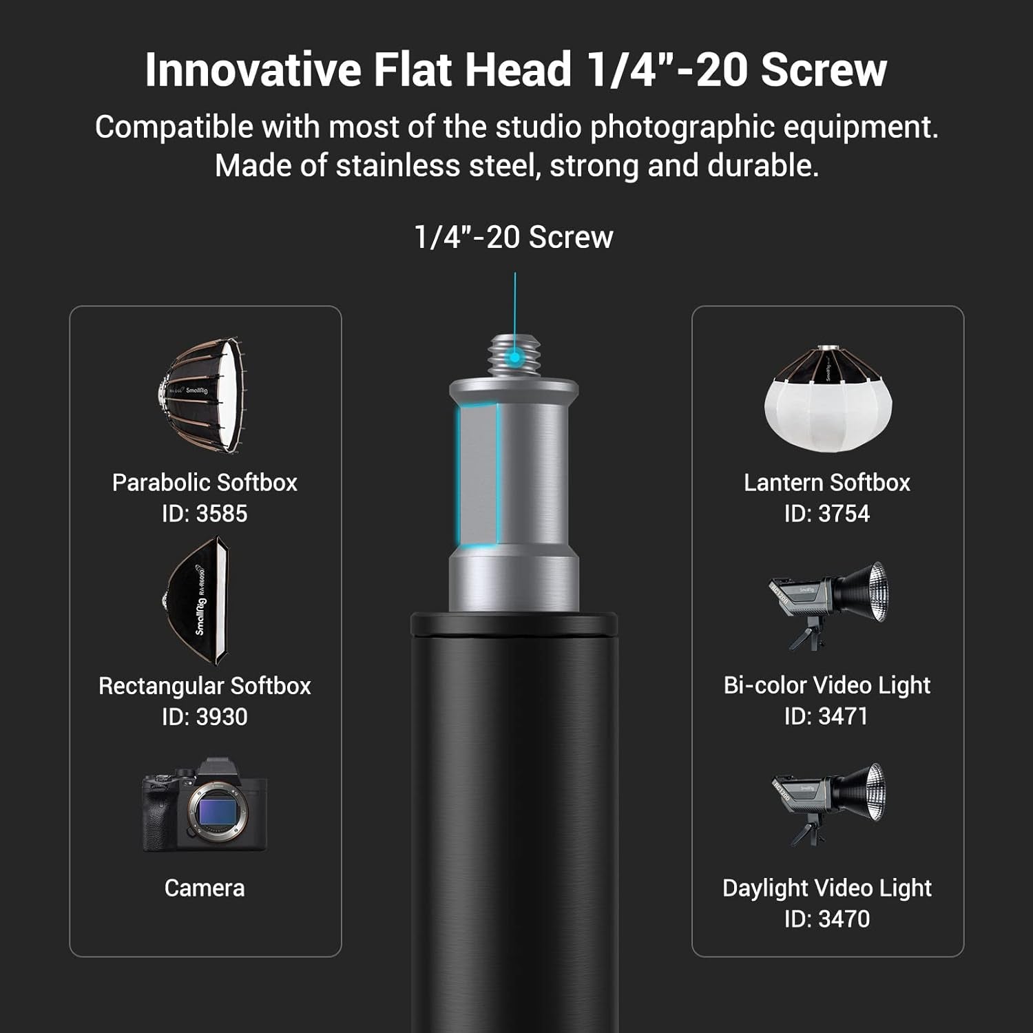 Aluminum Light Stand 110"/9.2Ft/280Cm, Adjustable Photography Air-Cushioned Tripod Stand with 1/4" Screw for Softbox, Studio Light, Flash, Umbrella, Ring Light, Max Load 5Kg, RA-S280A