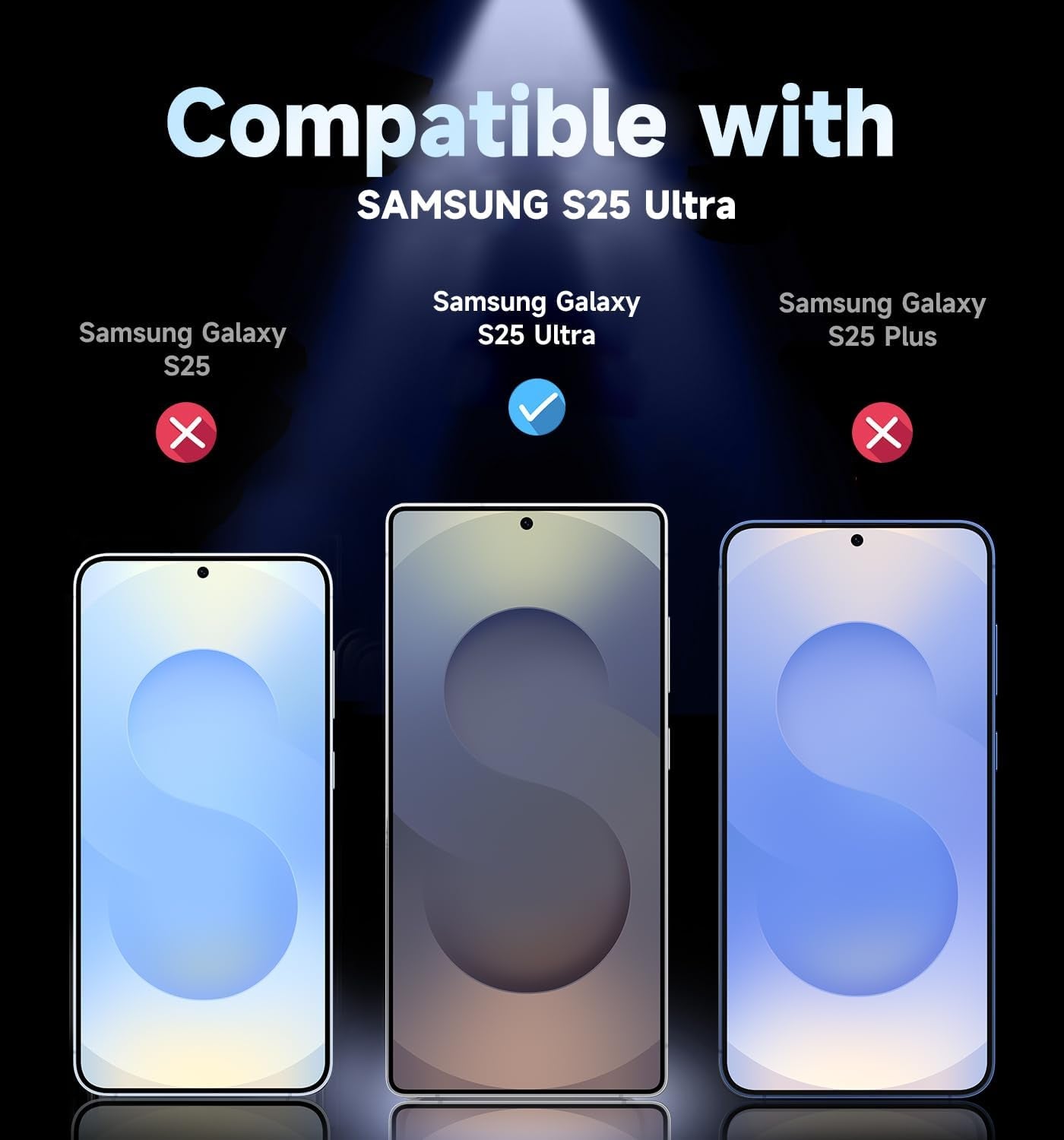 2 Pack for Samsung Galaxy S25 Ultra Tempered Glass Screen Protector, Bubble Free, Easy Installation, Auto Dust-Elimination