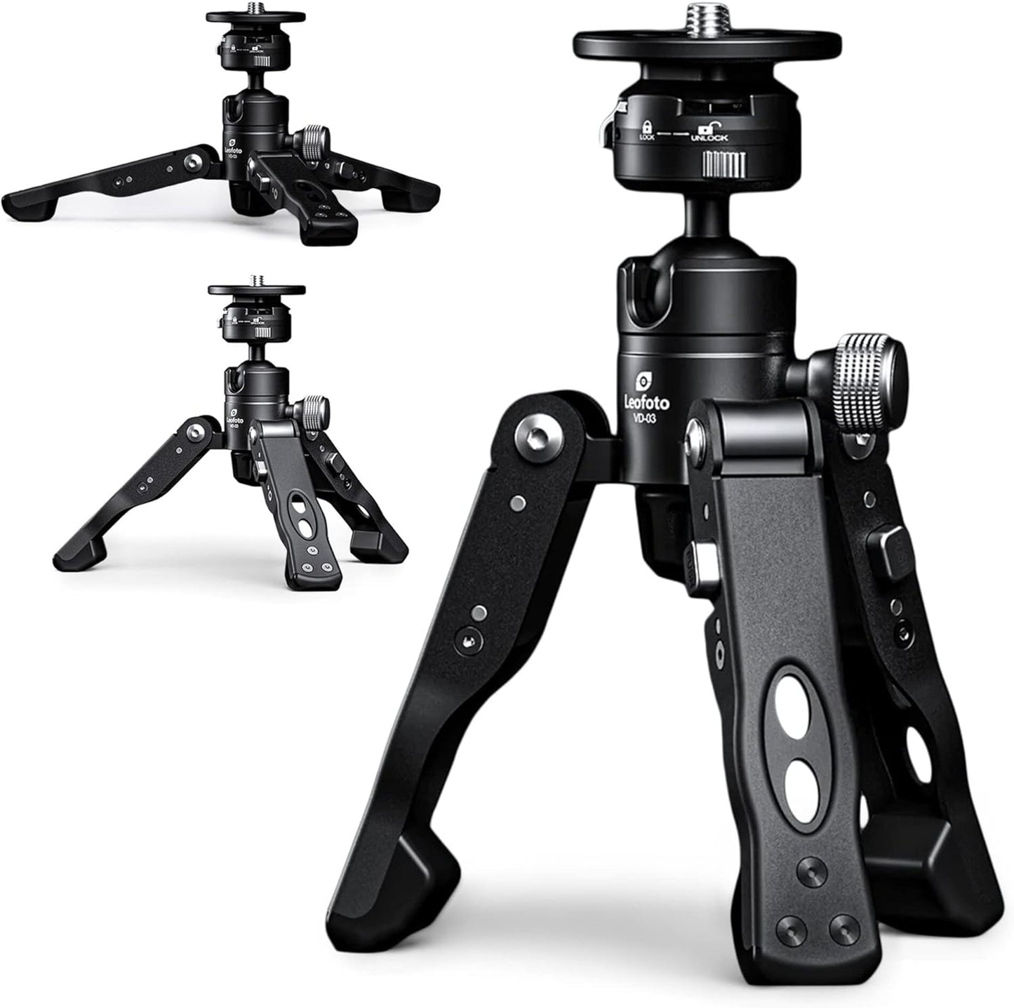 MV-324C+VD-03 Carbon Fiber Flip Lock Pro Video Camera Monopod with Tripod Stand Max Load 22Lb, 1500Mm