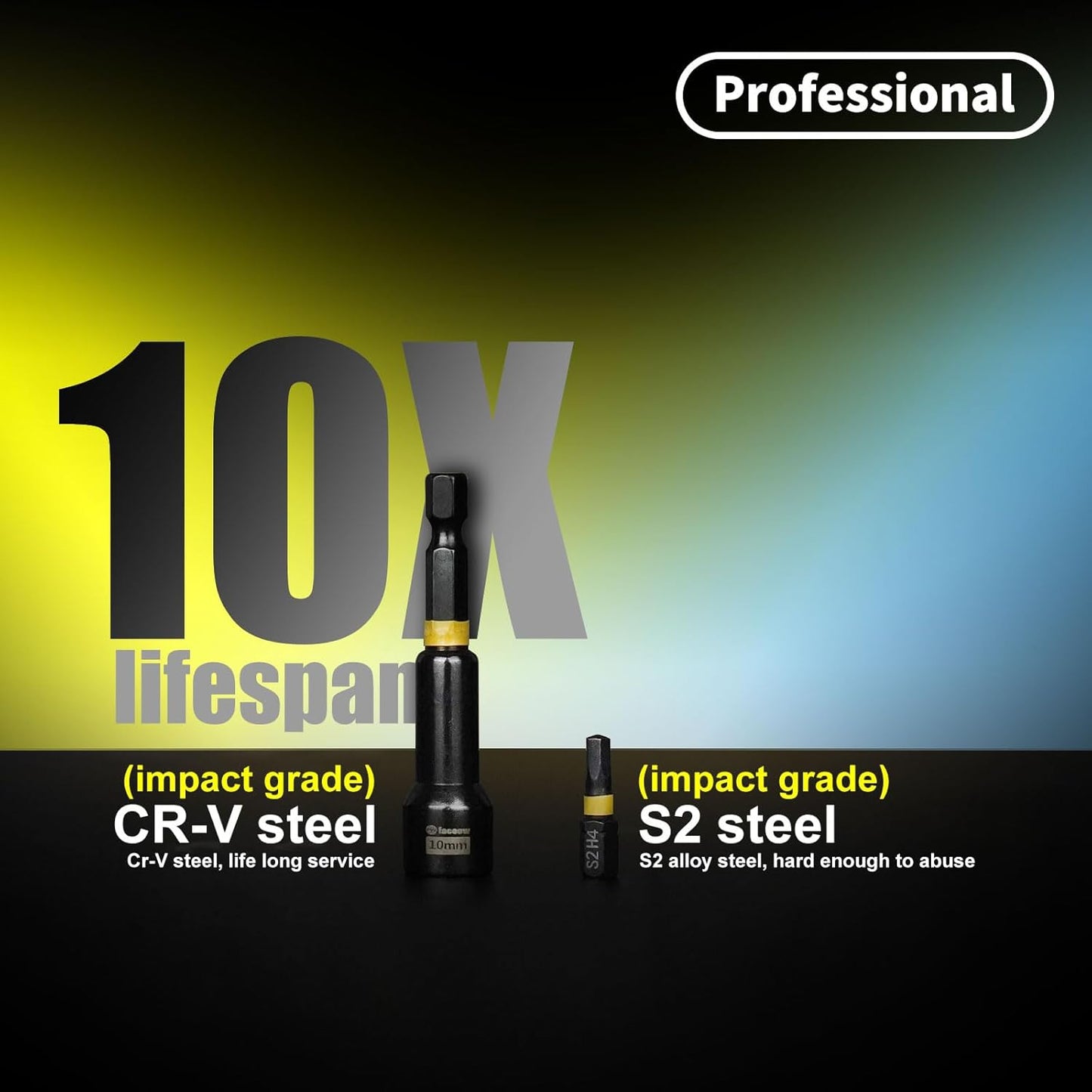 55PCS Impact Nut Driver Set, Deep Nut Driver Set with Wing Nut Driver, Metric & SAE Magnetic Nut Driver Sets with Pivoting Nutsetter Quick-Release Extention, Impact Bits with Socket Adapter
