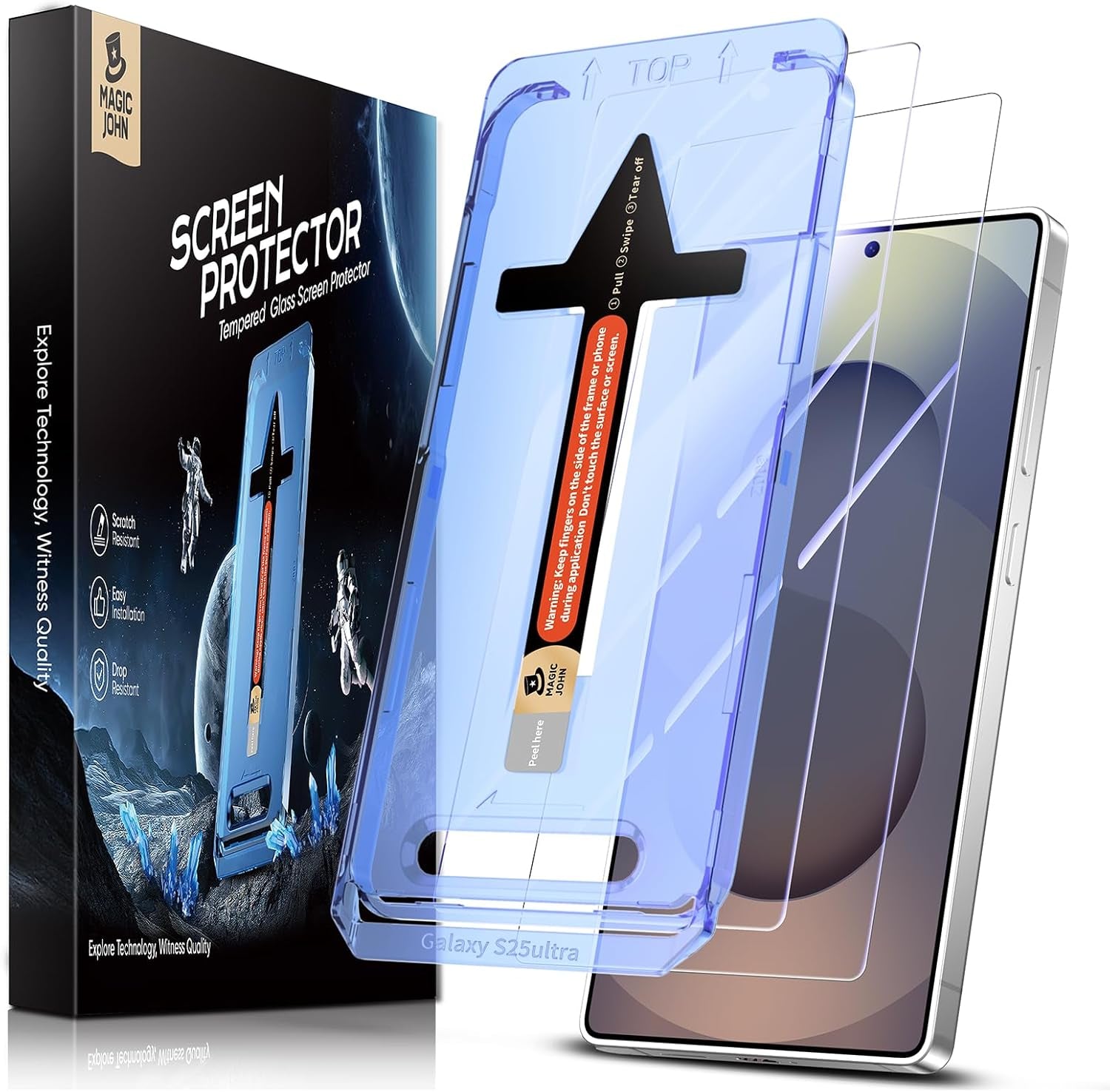 2 Pack for Samsung Galaxy S25 Ultra Tempered Glass Screen Protector, Bubble Free, Easy Installation, Auto Dust-Elimination