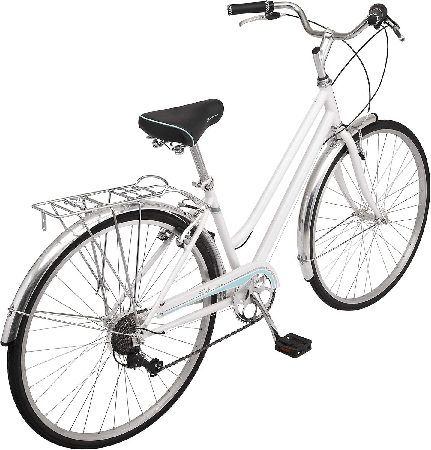 Wayfarer Hybrid Bike, 700C Mens and Womens Bike, 7-Speed Hybrid Bicycle, Retro Steel Frame, Front and Rear Linear Pull Brakes, Fenders, Cargo Space, Adult Bicycle