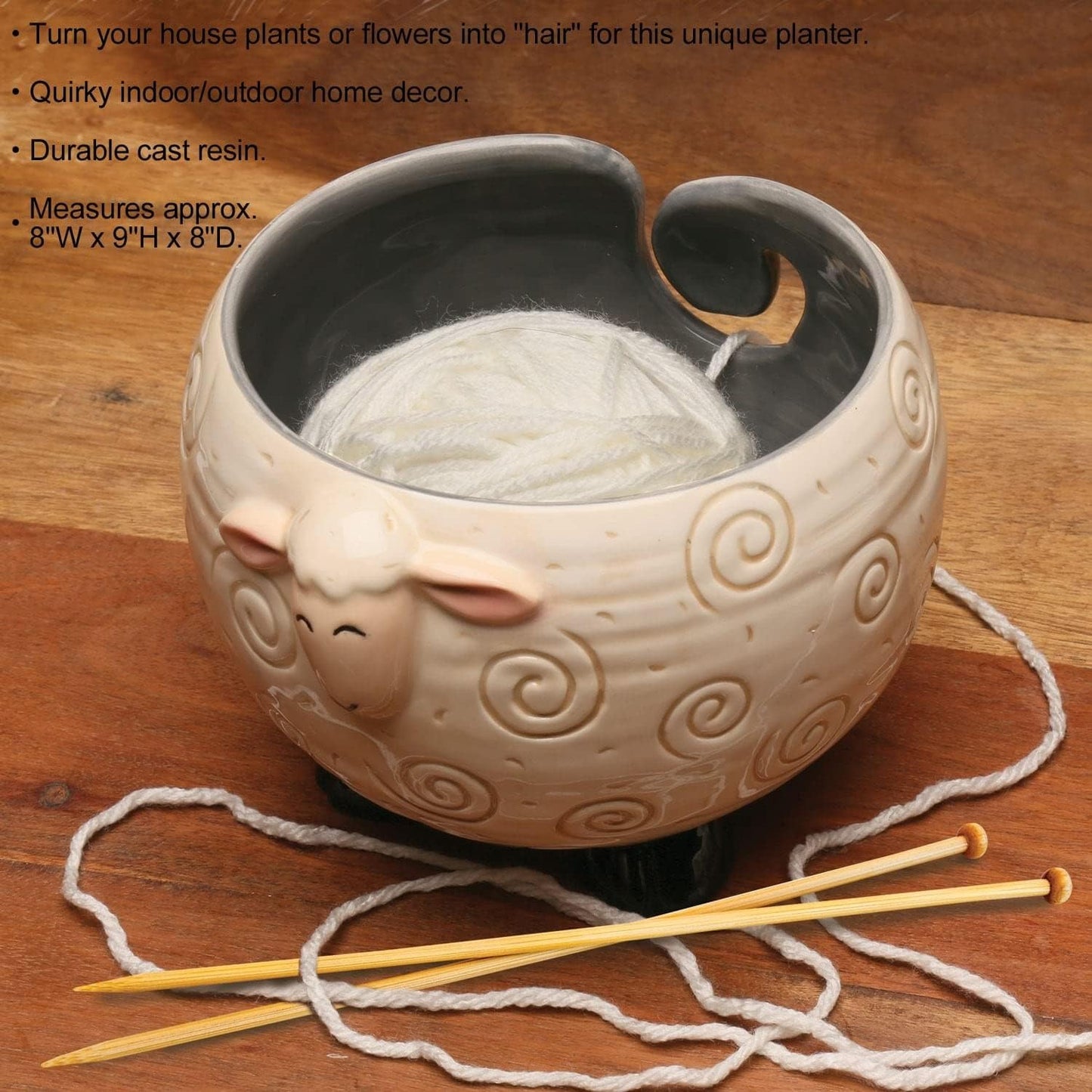 Yarn Bowl for Crochet Large Sheep Shaped Ceramic Yarn Holder Crochet Bowl Knitting Bowl, 6 Inch Wide X 4 Inch High