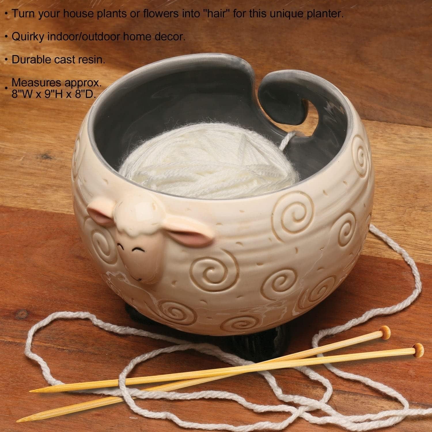 Yarn Bowl for Crochet Large Sheep Shaped Ceramic Yarn Holder Crochet Bowl Knitting Bowl, 6 Inch Wide X 4 Inch High