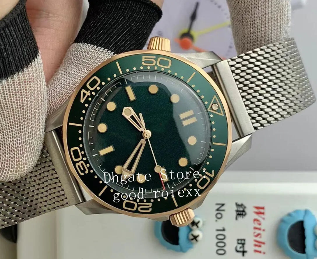42Mm Men'S Bronze Watches Men Vsf Automatic Cal.8806 Movement Vs Aluminum Bezel Dial Watch Sbf Mesh Gold Burgundy Bracelet Diver 300M Luminous Wristwatches