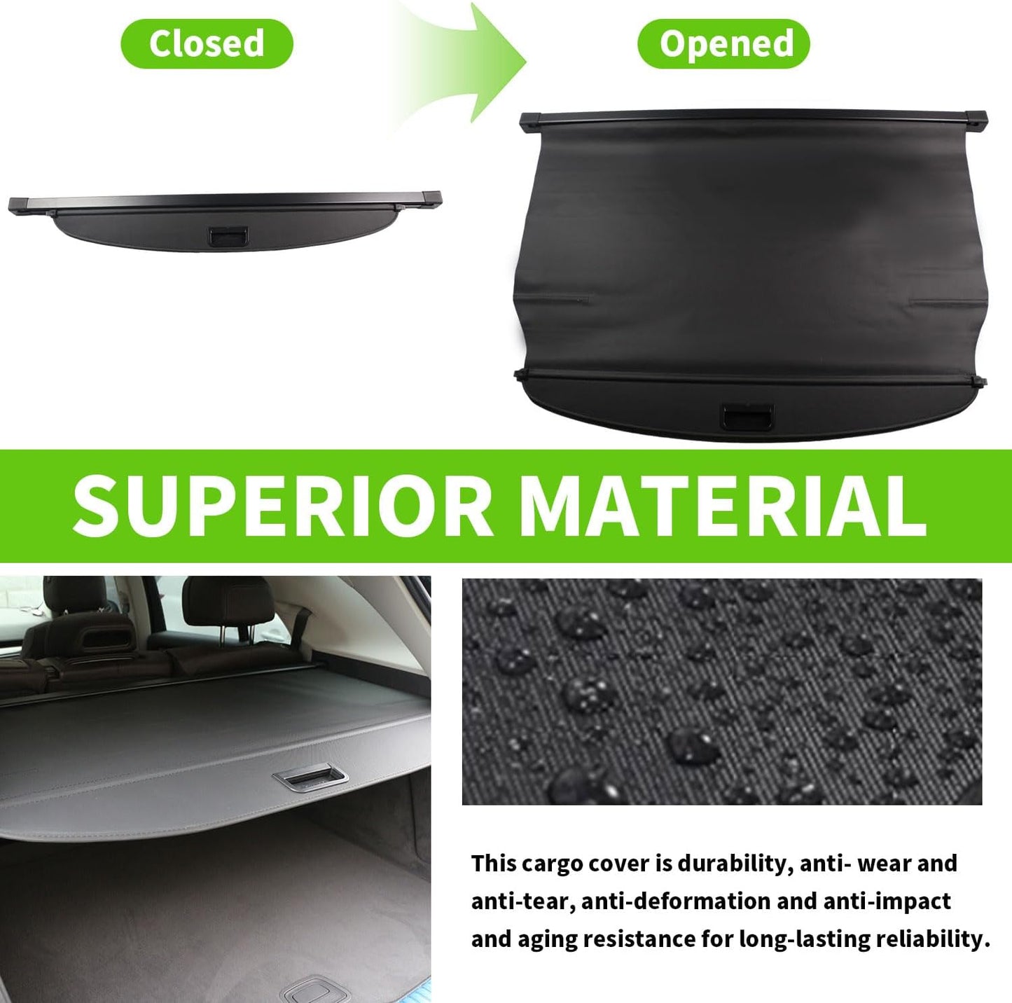 Cargo Cover for 2024 Kia Telluride 2020 2021 2022 2023 2025 Accessories Rear Trunk Cover Rear Trunk Security Cover Shielding Shade, Black
