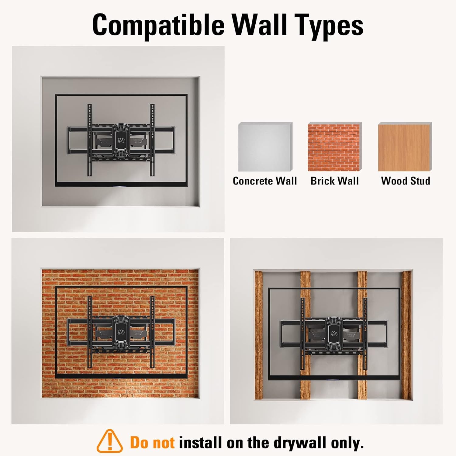 UL Listed TV Wall Mount for Most 42-84 Inch TV, Full Motion TV Mount with Swivel and Tilt, TV Bracket with Articulating Dual Arms, Fits 16Inch Studs, Max VESA 600X400 Mm, 100 Lbs,Md2617