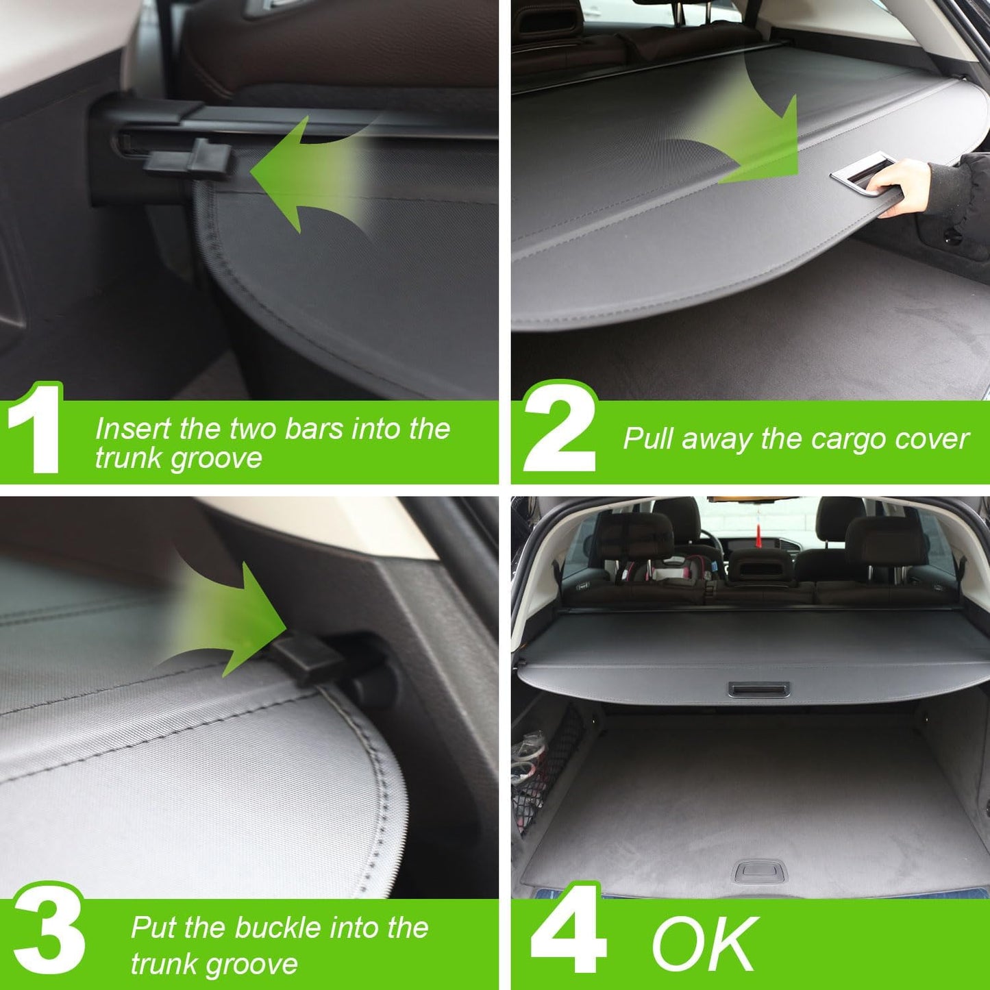 Cargo Cover for 2024 Kia Telluride 2020 2021 2022 2023 2025 Accessories Rear Trunk Cover Rear Trunk Security Cover Shielding Shade, Black