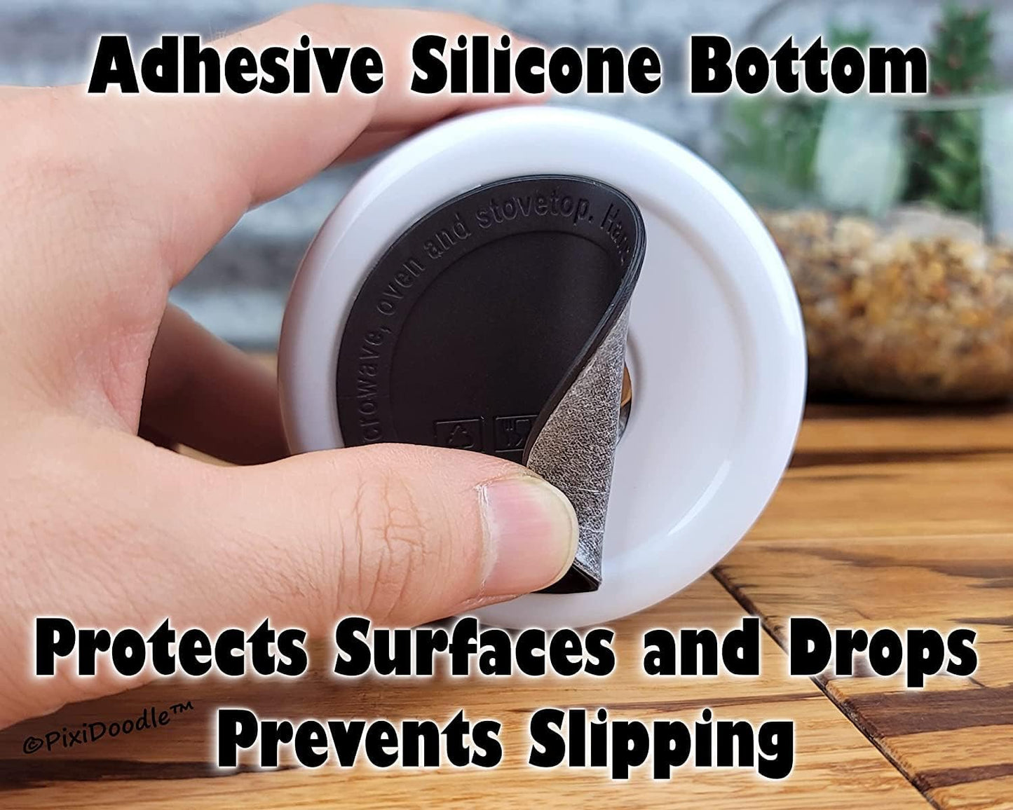 15 Pack Protective Anti-Slip Rubber Bottom with Adhesive for Wine Tumblers, Skinny Straight Tumblers, and Mason Jars (Black), 56Mm
