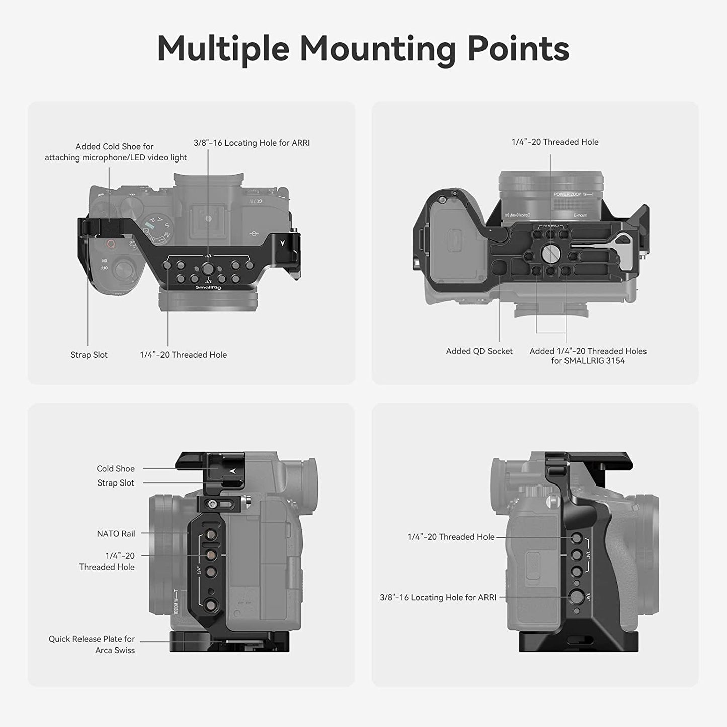 A7R V / A7 IV / A7S III Cage with Top Handle, Side Handgrip and Clamp for HDMI Cable, Advanced Kit for Sony Alpha 7R V/Alpha 7 Iv/Alpha 7 S III -3669C