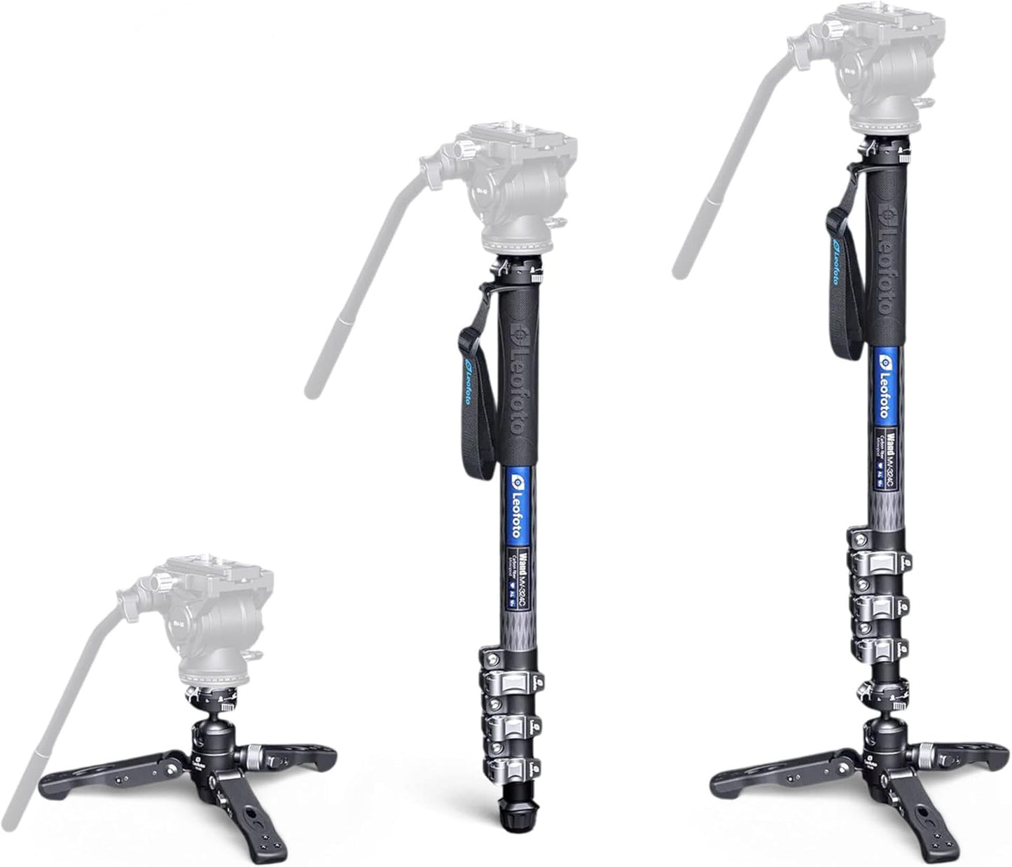 MV-324C+VD-03 Carbon Fiber Flip Lock Pro Video Camera Monopod with Tripod Stand Max Load 22Lb, 1500Mm