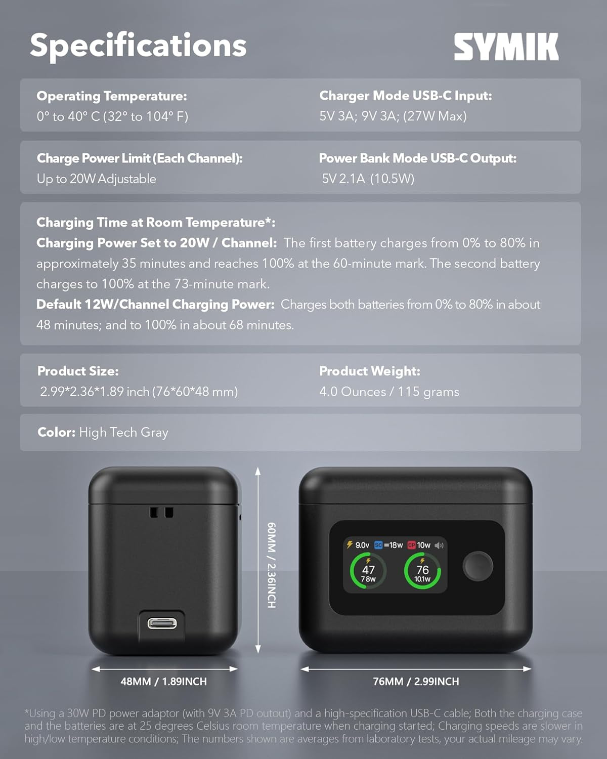 Insta 360 X5 Battery Charger for Insta360 X5 Accessories, 27W Dual Fast Charging Case W/Lcd Display, Intelligent Two Way Charger Hub for Insta360 X5 Batteries, Shows Battery SOC, Charger Only