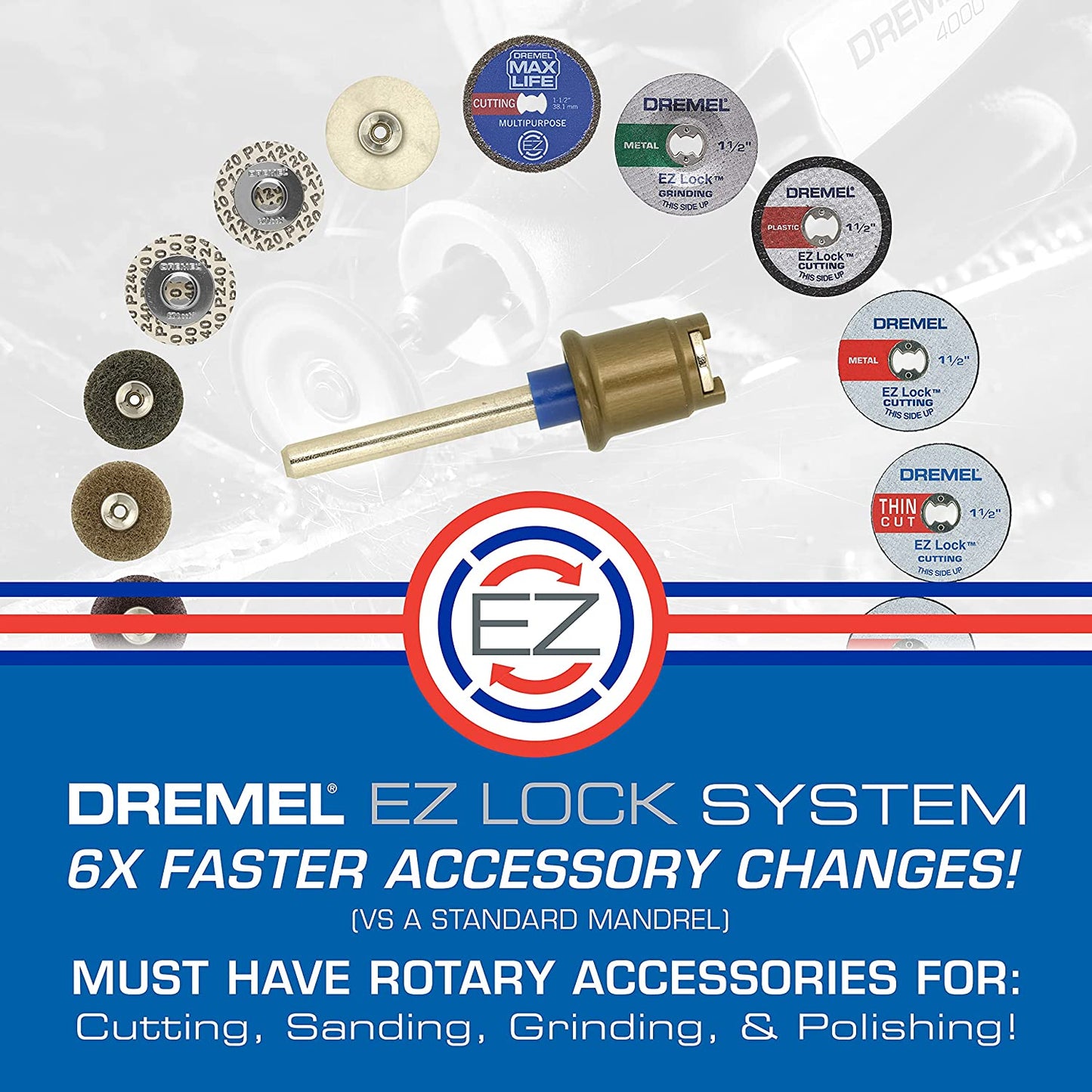 160-Piece Rotary Tool Accessory Kit with EZ Lock Technology - 1/8" Shank - Cutting Bits, Polishing Wheel and Compound, Sanding Drums & Disc (710-08)
