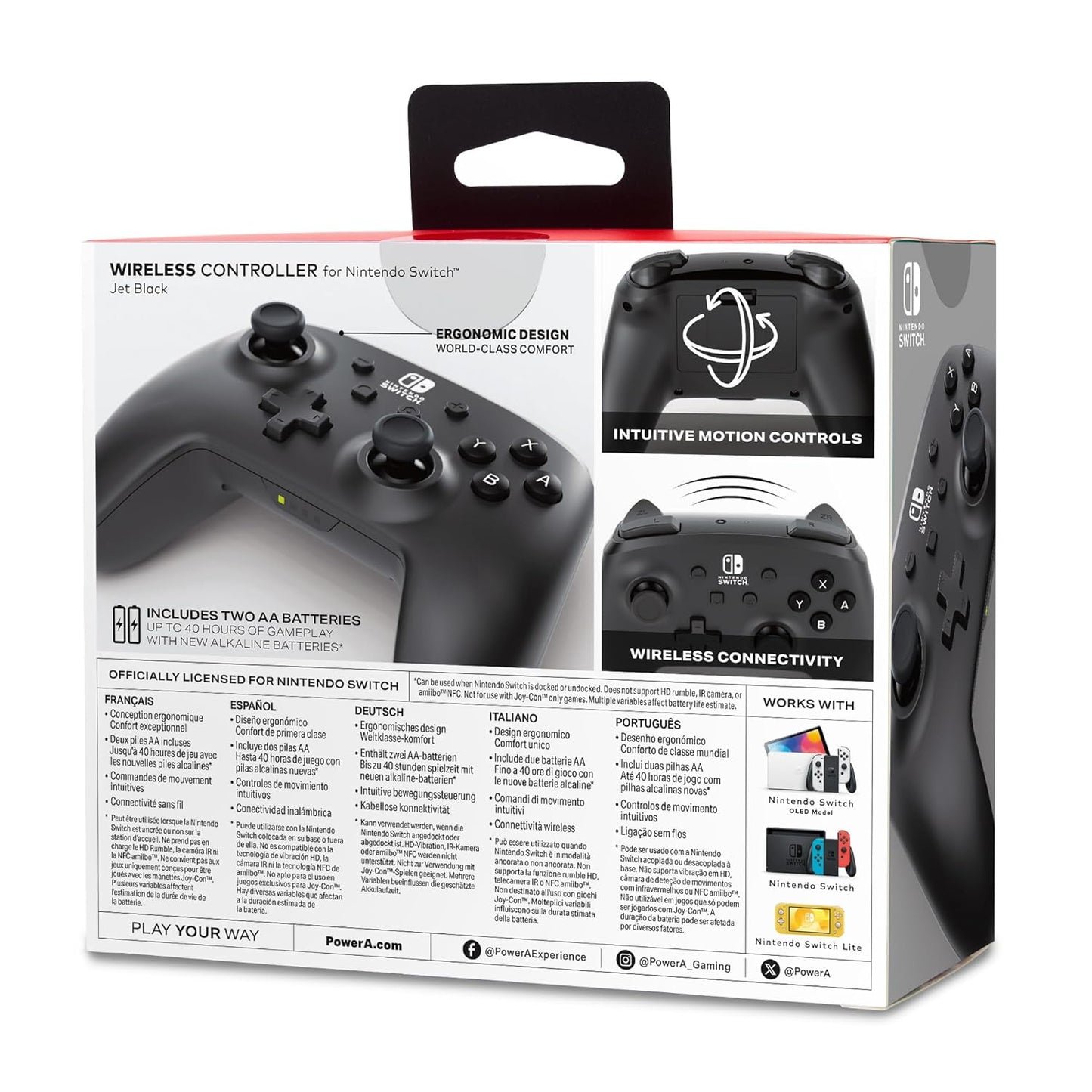 Wireless Controller for Nintendo Switch - Jet Black, Nintendo Switch - OLED Model, Nintendo Switch Lite, Gamepad, Game Controller, Bluetooth Controller, Motion Controls, Officially Licensed