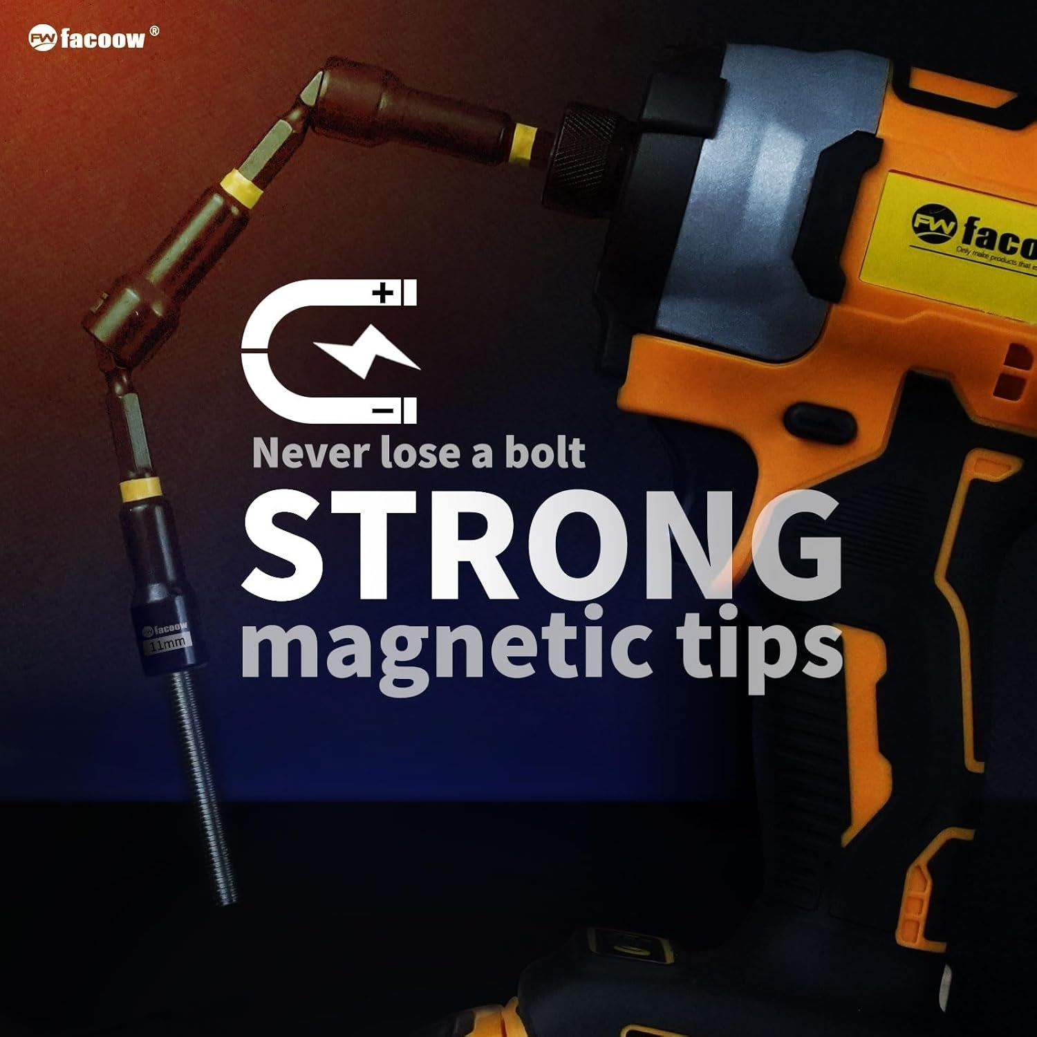 55PCS Impact Nut Driver Set, Deep Nut Driver Set with Wing Nut Driver, Metric & SAE Magnetic Nut Driver Sets with Pivoting Nutsetter Quick-Release Extention, Impact Bits with Socket Adapter