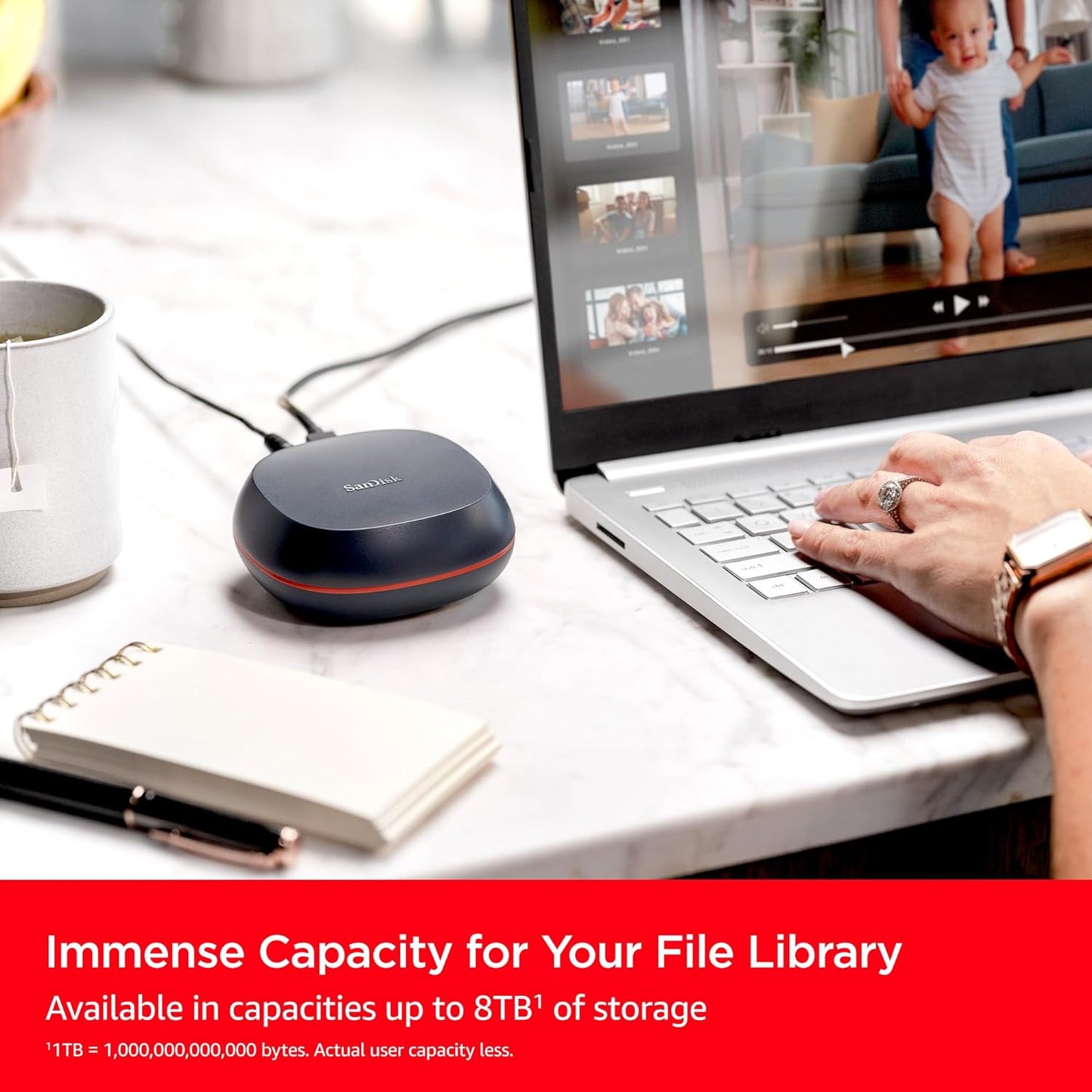 8TB Desk Drive SSD – Desktop External Solid State Drive, up to 1000Mb/S, USB-C, USB 3.2 Gen 2 - SDSSDT40-8T00-NA25