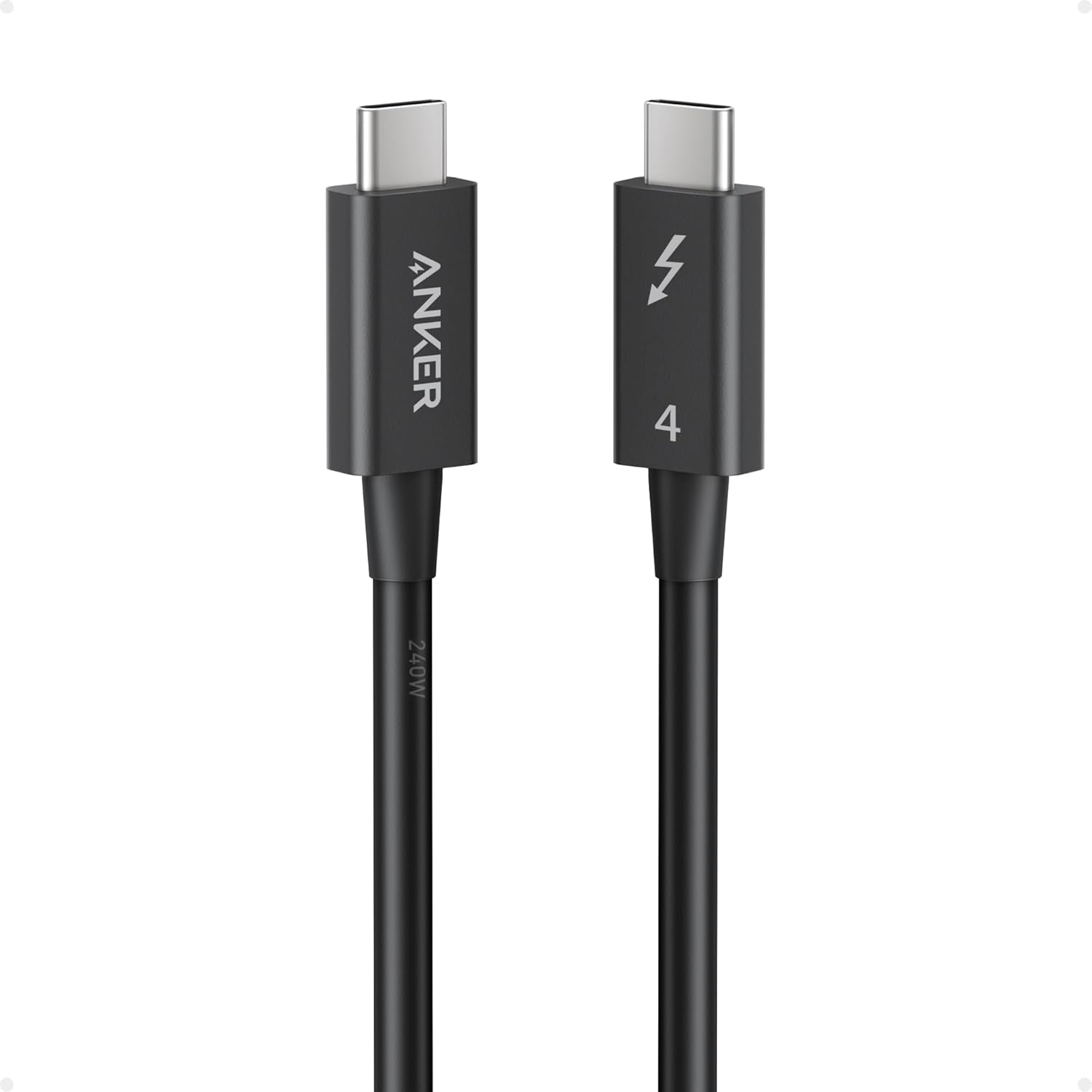USB C Cable, Thunderbolt 4 Certified USB C to USB C Cable, 8K/4K Display/40Gbps Charging Cord Compatible with USB4, Thunderbolt 4/3, for Macbook, Iphone 16, and More (2.3 FT, 240W)