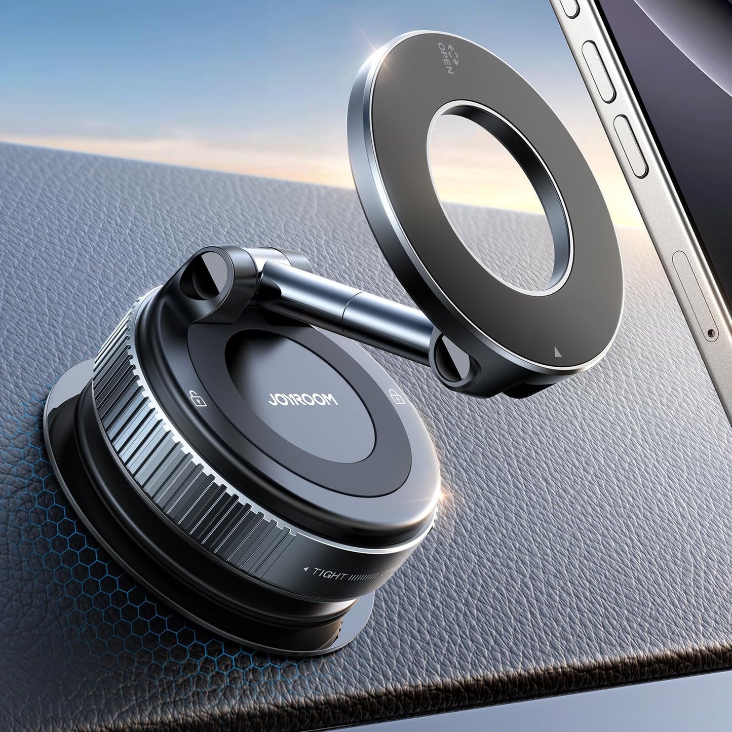 Magsafe Suction Cup Phone Mount, Vacuum Magnetic Phone Holder for Car, 360° Metal Strut Magsafe Car Mount for Iphone 16 Pro Max Plus/Iphone 15 14 13 12 & Android Magsafe Case, Dark Blue