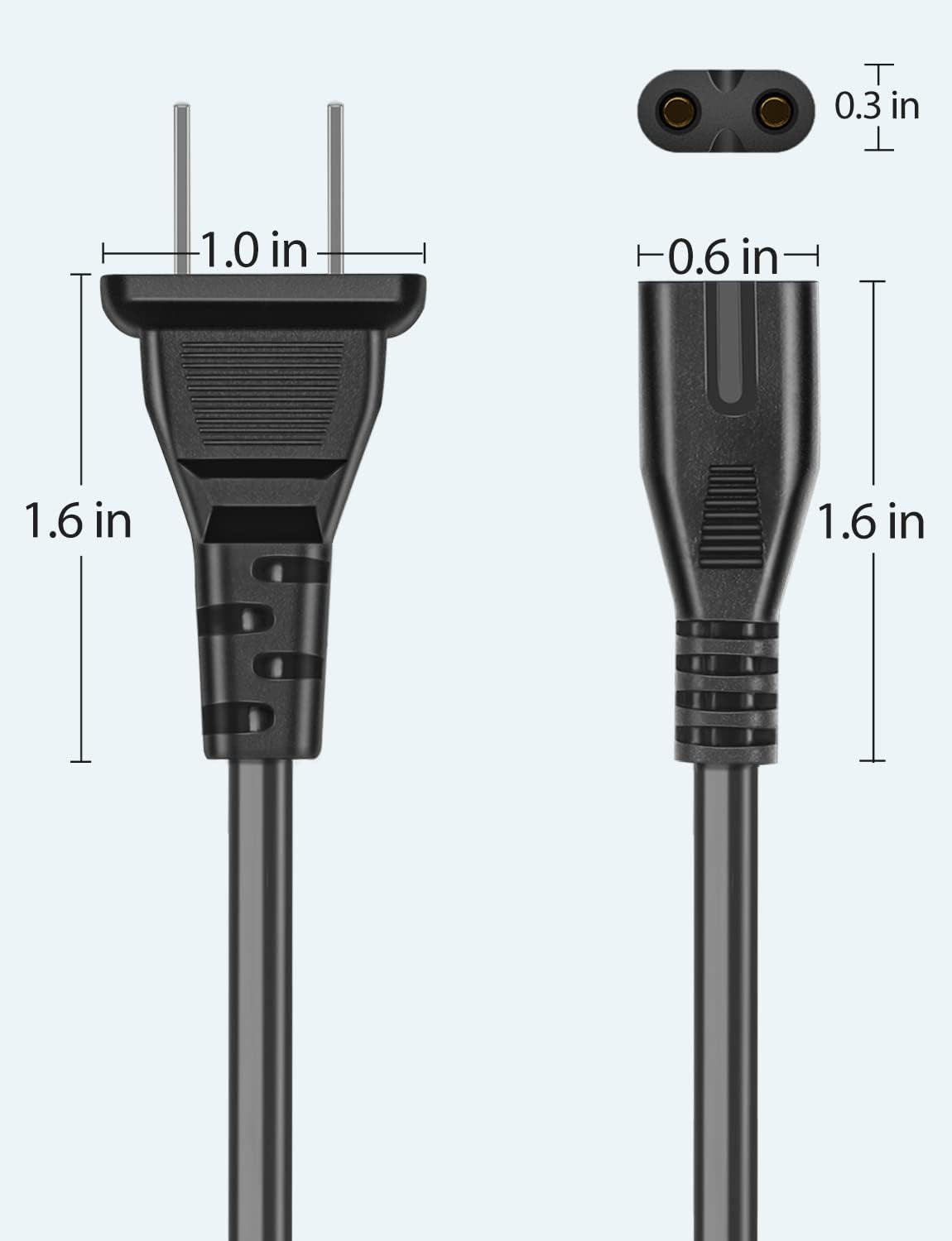 AC Power Cord Compatible for Xboxone S, Xboxone X, Xboxseries X/S, Sony PS5 / PS4 / PS3 Playstation 4 Slim, PSP, PSV Supply Cable Replacement 3 Feet (2Pack)
