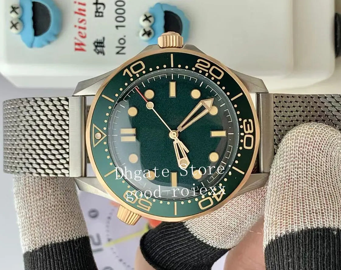 42Mm Men'S Bronze Watches Men Vsf Automatic Cal.8806 Movement Vs Aluminum Bezel Dial Watch Sbf Mesh Gold Burgundy Bracelet Diver 300M Luminous Wristwatches