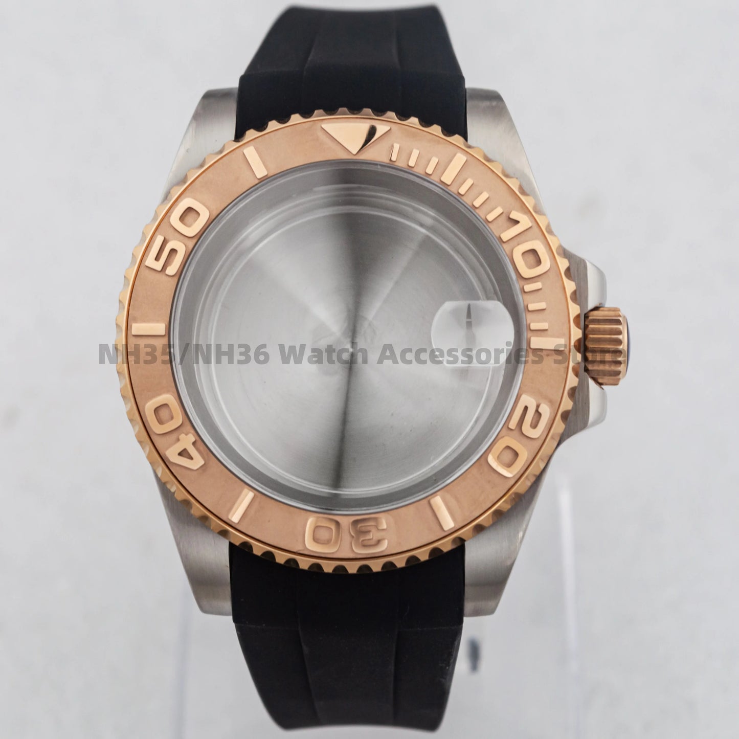 40Mm Rose Gold Watch Case Ceramic Bezel Sapphire Glass Stainless Steel for NH35 Nh36 Nh34 Automatic Movement Yacht-Master Case