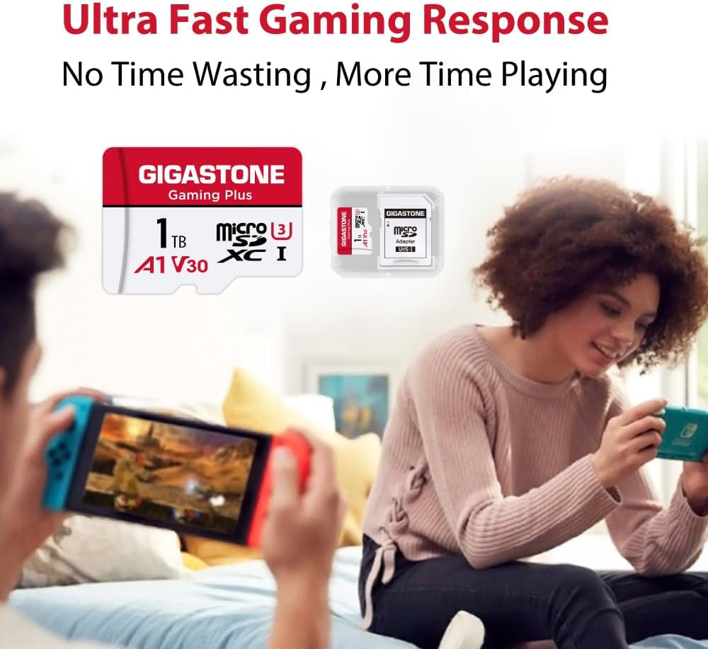 1TB Gaming plus Series Memory Card Speed up to 150/120Mb/S for Nintendo-Switch, Steam Deck, 4K Video A1 V30 U3 Microsdxc with SD Adapter