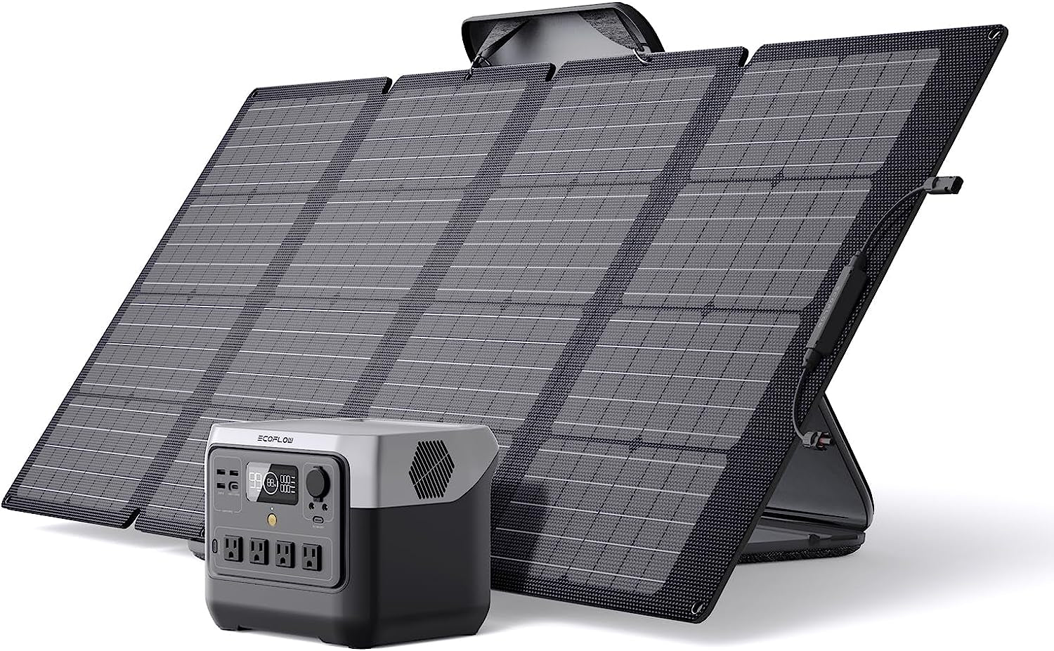 Solar Generator River 2 Pro 768Wh Portable Power Station & 160W Portable Solar Panel Lifepo4 Battery 70 Min Fully Charged, 4×AC, for Camping, RV, Home Backup
