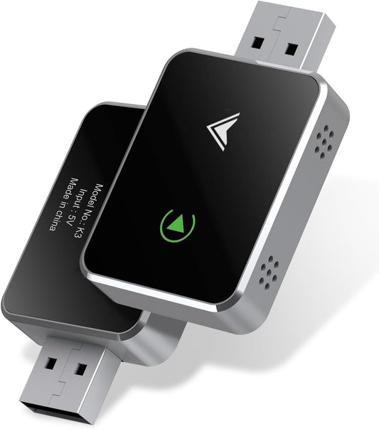 Wireless Carplay Adapter, 2025 Upgraded 2-In-1 Mini Size Carplay & Android Auto, Convert Wired to Wireless with USB & Usb-C/Type-C, Plug & Play, Stable Control & No Delay, with Iphone & Android