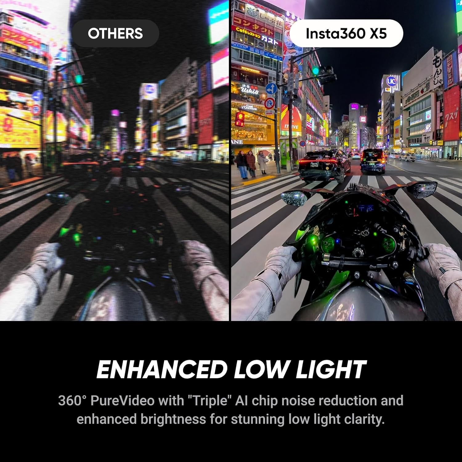 X5 - Waterproof 8K 360° Action Camera, Leading Low Light, Invisible Selfie Stick Effect, Rugged and Replaceable Lens, 3-Hour Battery, Built-In Wind Guard, Stabilization, Triple AI Chip Design