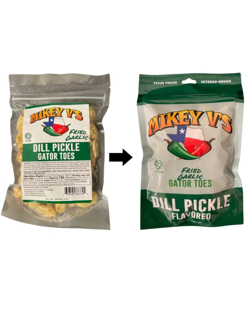 Dill Pickle "Gator Toes", Deep Fried Garlic Snacks, 3.9Oz.