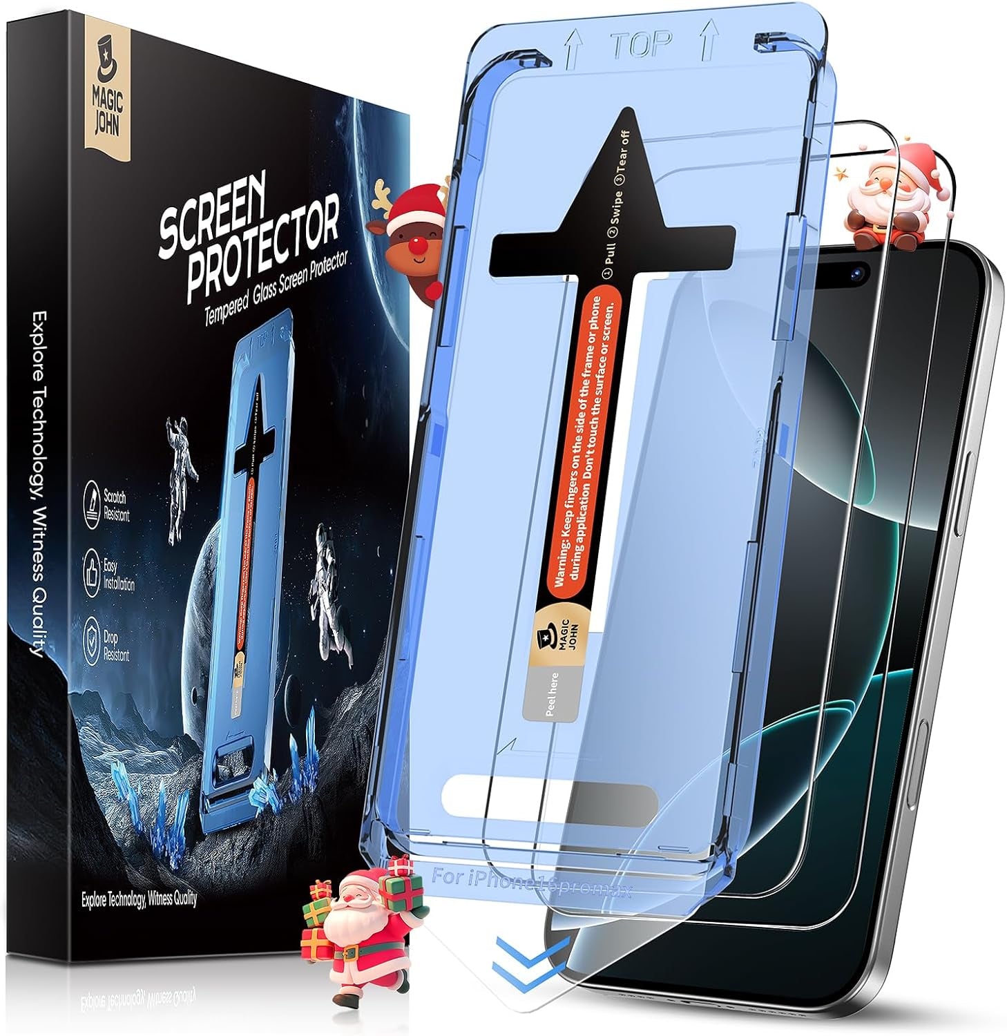 2 Pack for Iphone 16 Pro Max 6.9 Inch Tempered Glass Screen Protector, HD Clear, Bubble Free, Easy Installation, Auto Dust-Elimination