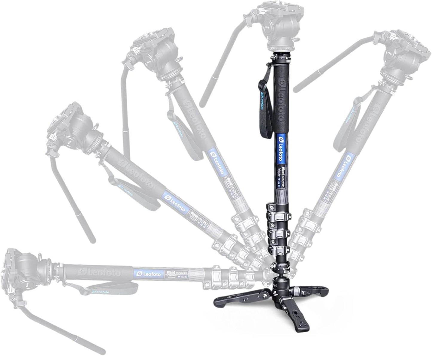 MV-324C+VD-03 Carbon Fiber Flip Lock Pro Video Camera Monopod with Tripod Stand Max Load 22Lb, 1500Mm