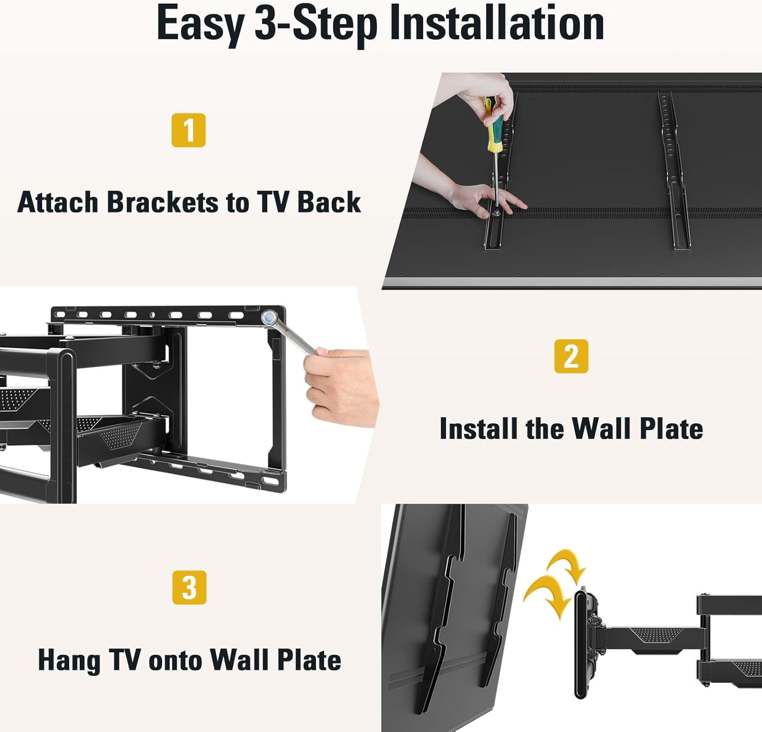 UL Listed TV Wall Mount for Most 42-84 Inch TV, Full Motion TV Mount with Swivel and Tilt, TV Bracket with Articulating Dual Arms, Fits 16Inch Studs, Max VESA 600X400 Mm, 100 Lbs,Md2617