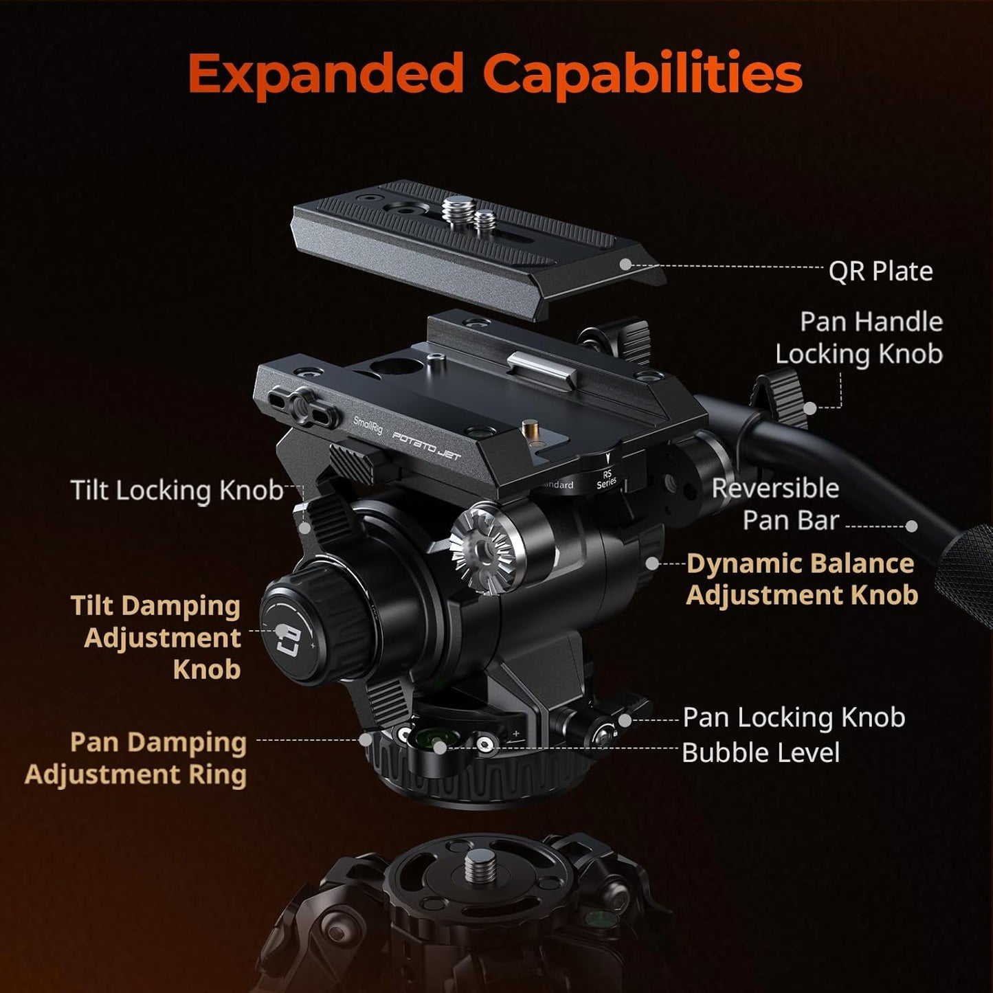 X Potato Jet Tribex Hydraulic Carbon Fiber Tripod, Fast Extend Camera Video Tripod with 4-Step Counterbalance Fluid Head, Step-Less Damping on Pan/Tilt, Load 13.2Lbs for Dslr(Standard Series)