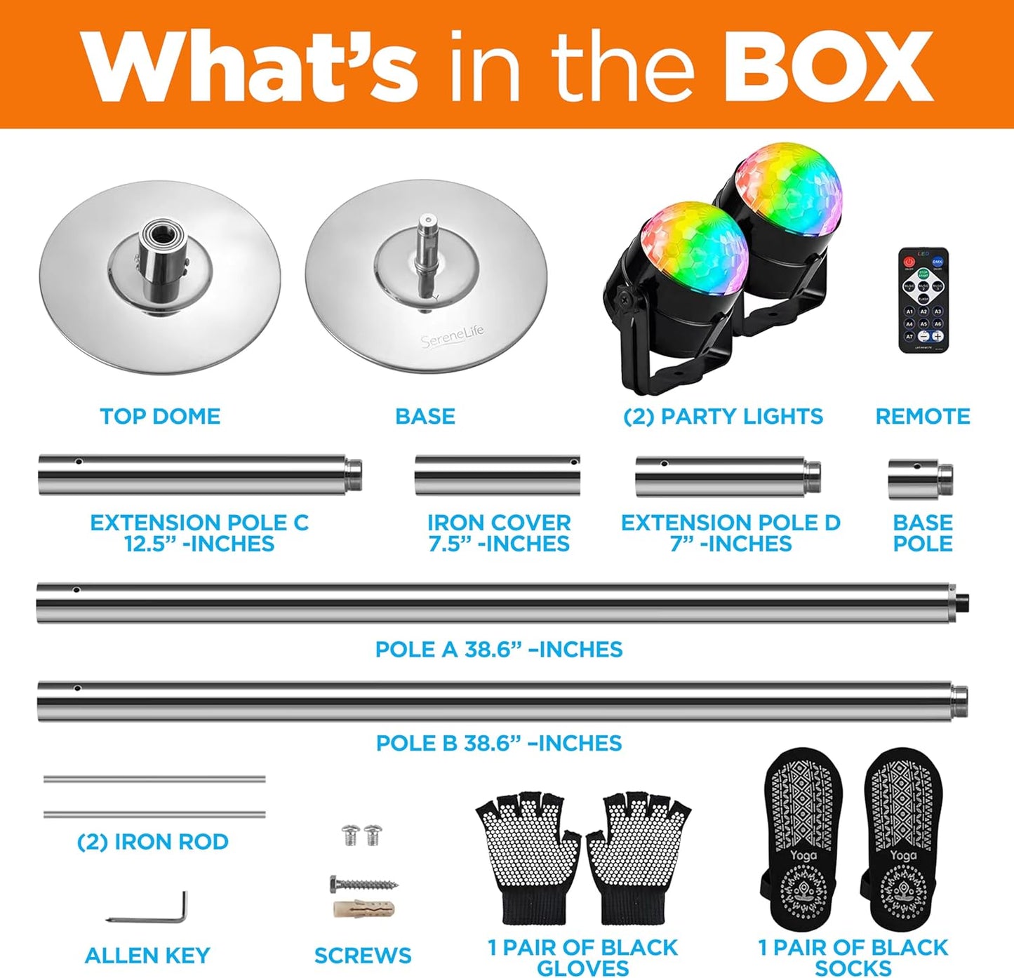 Professional Spinning Dancing Pole – Adjustable & Portable Fitness Pole for Home, Club, Gym – Durable Steel Build, Anti-Rust Finish, Includes Gloves for Safe Workouts