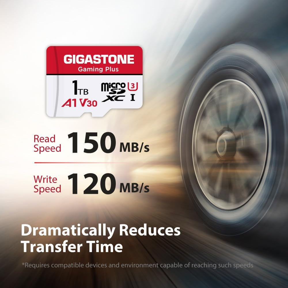 1TB Gaming plus Series Memory Card Speed up to 150/120Mb/S for Nintendo-Switch, Steam Deck, 4K Video A1 V30 U3 Microsdxc with SD Adapter