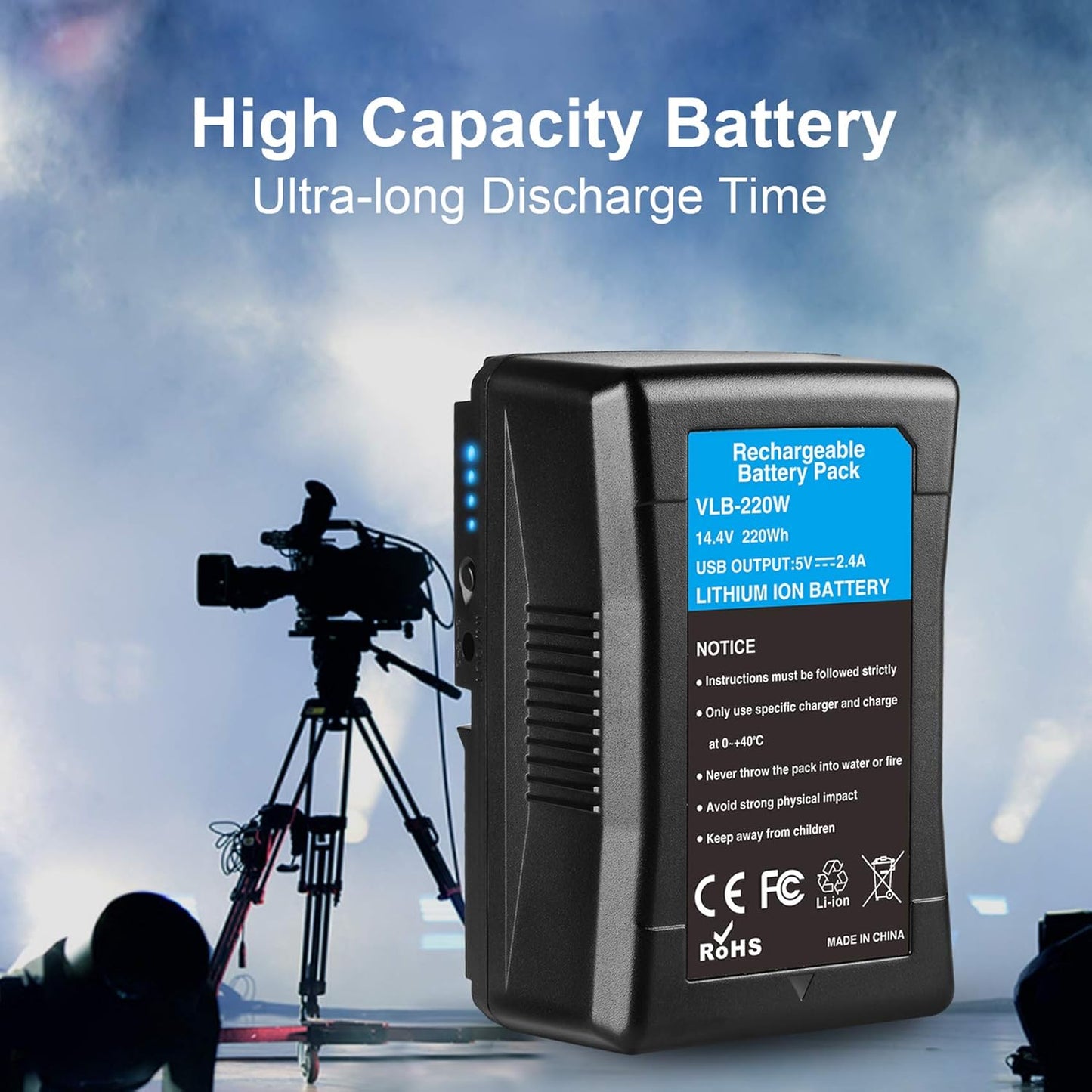 220Wh 15000Mah V Mount Battery/Dtap Battery with D-TAP DC USB Ports V Lock Battery for Sony Video Cameras Camcorders Broadcast LED Lights Monitors Replacement Brick for DSLR