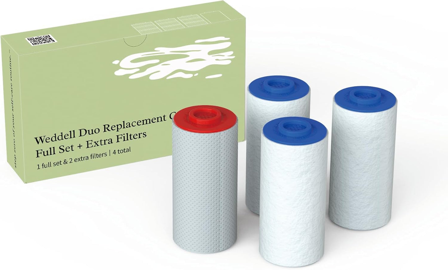 Duo Shower Filter Replacement Cartridges Full Set + Extra Filters - NSF Certified Shower Filter, Removes Chlorine, PFAS, & Particulates, Clinically Tested for Healthier Skin & Hair (3+1)