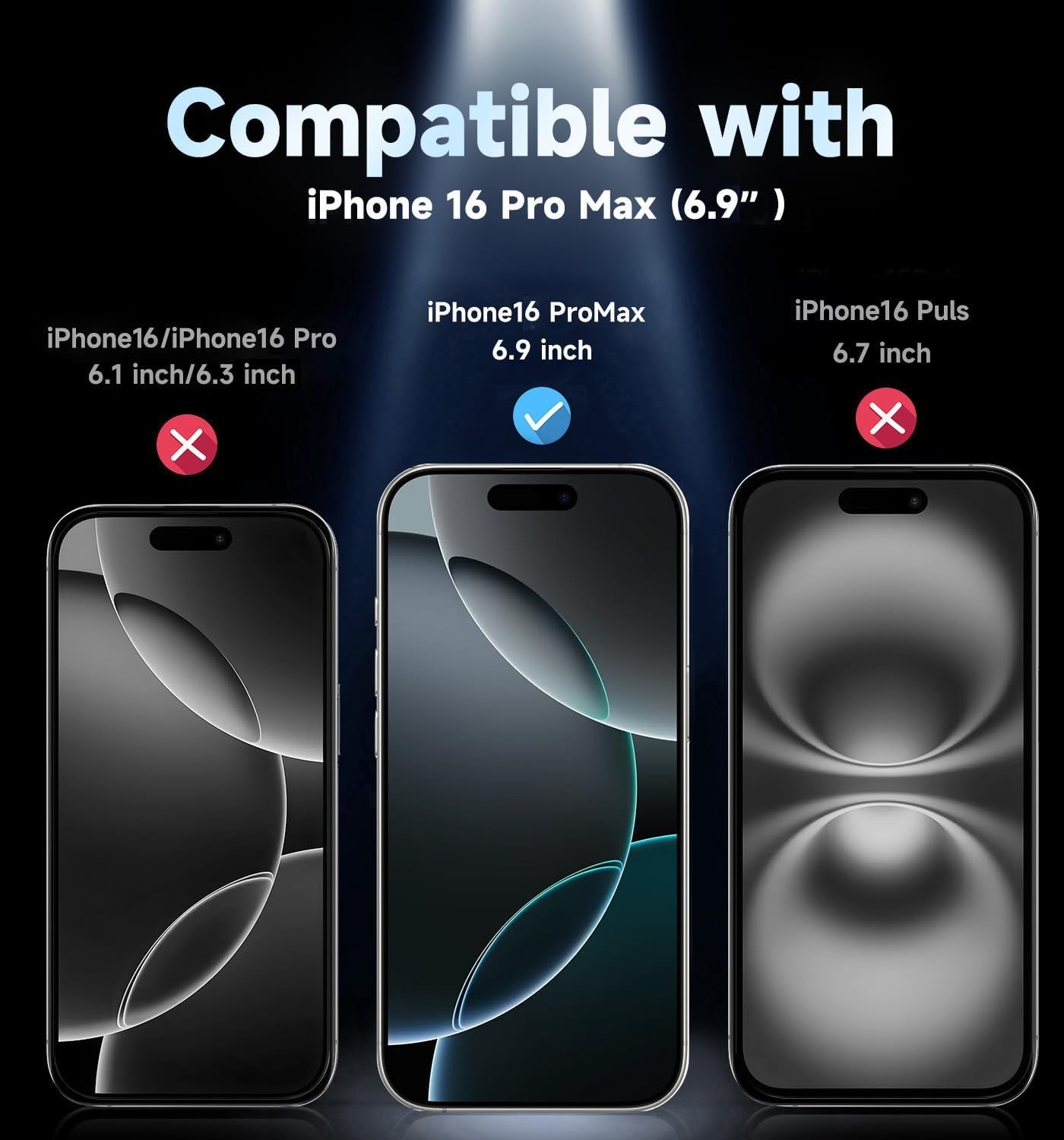 2 Pack for Iphone 16 Pro Max 6.9 Inch Tempered Glass Screen Protector, HD Clear, Bubble Free, Easy Installation, Auto Dust-Elimination