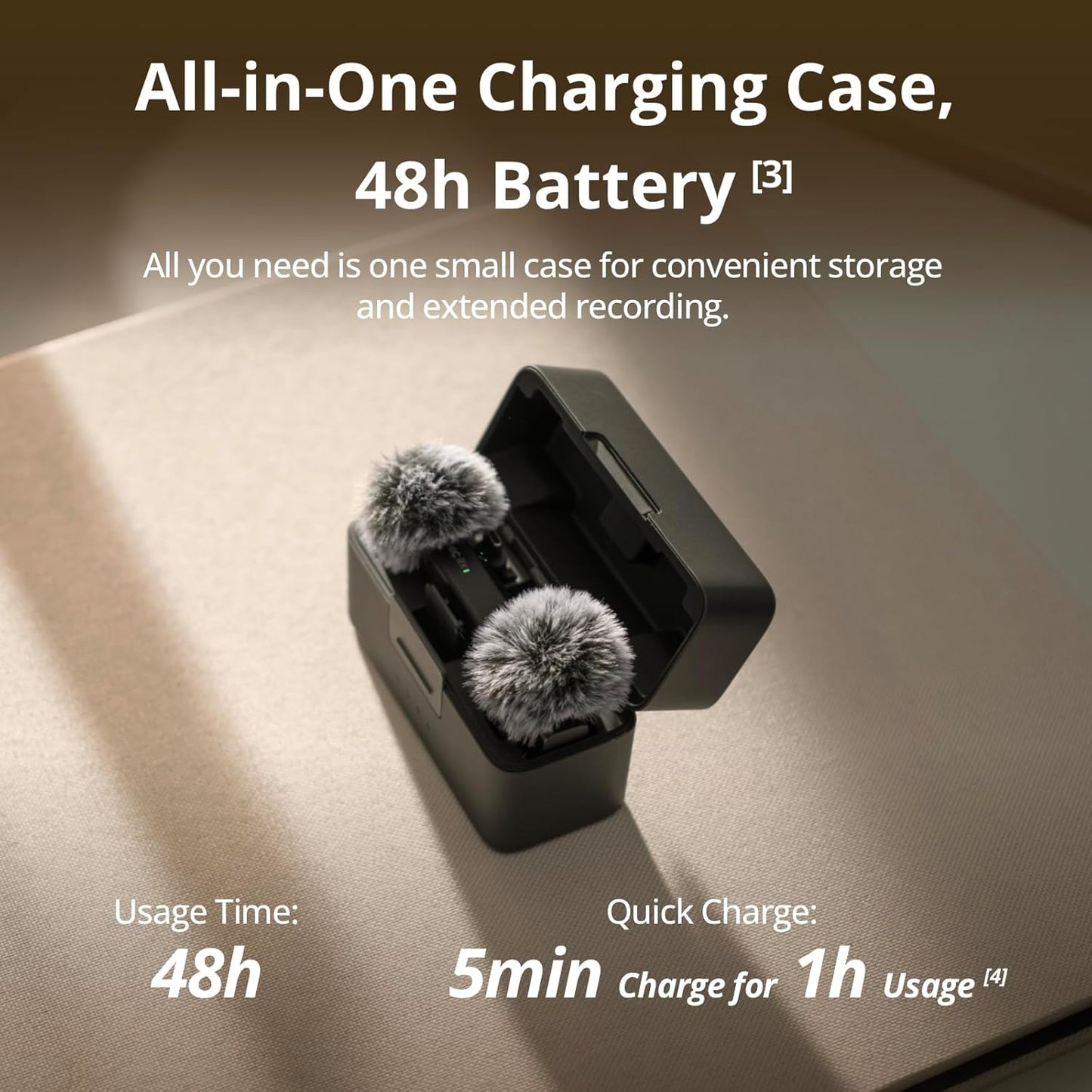 Mic Mini (2 TX + 1 RX + Charging Case), Wireless Microphone for Iphone/Camera/Android, Ultralight, Detail-Rich Audio, 48H Use, Noise Cancelling, Automatic Limiting, Vlog, Streaming