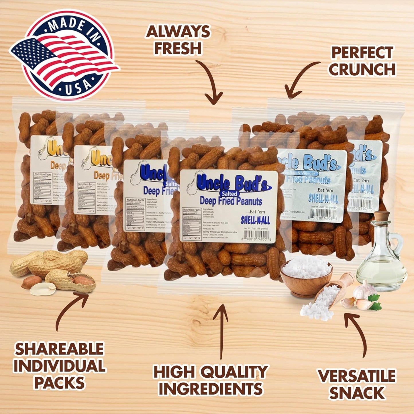 Deep Fried Peanuts in Shell (Salty 6-Pack), Salted Peanuts in the Shell, Spicy Peanuts, Organic Peanuts, Spicy Snacks, Salt and Vinegar, Savory Snacks, Peanuts Individual Packs, Spicy Nuts